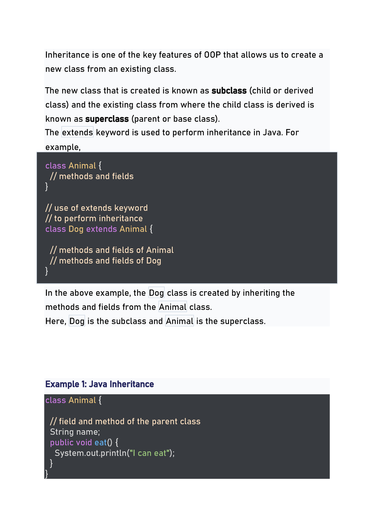 Java Inheritance - Notes - Inheritance Is One Of The Key Features Of ...