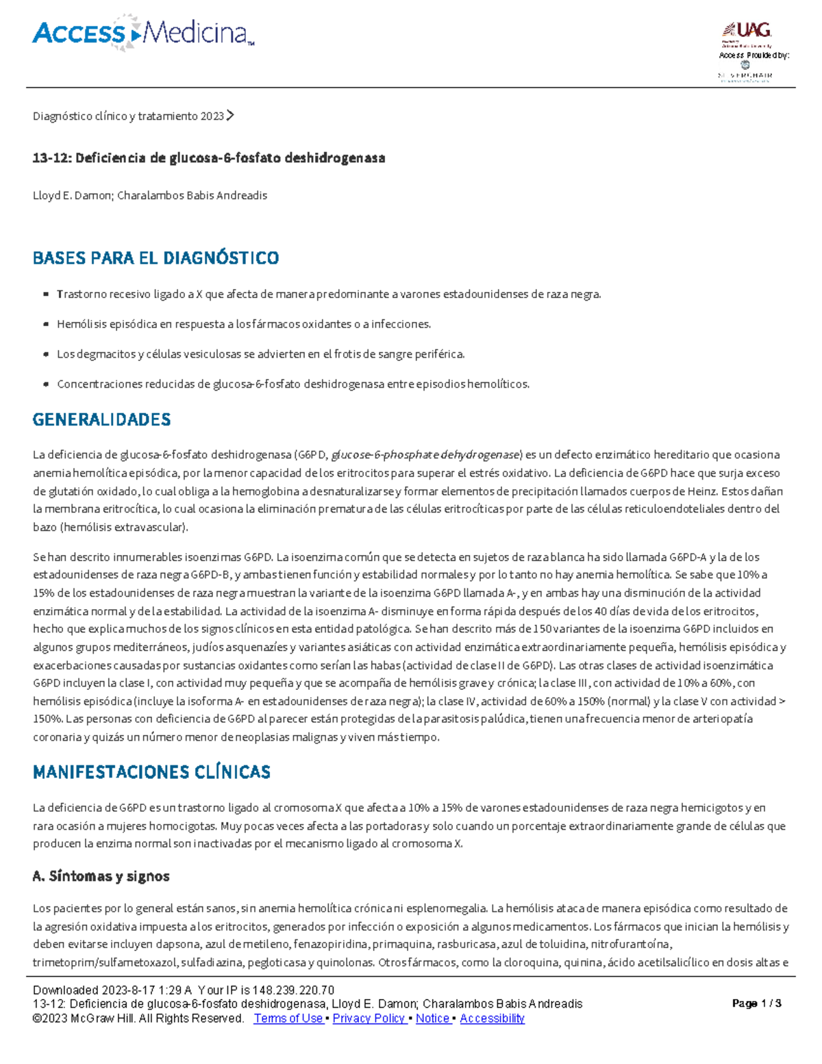 13-12 Deficiencia de glucosa-6-fosfato deshidrogenasa - Diagnóstico ...