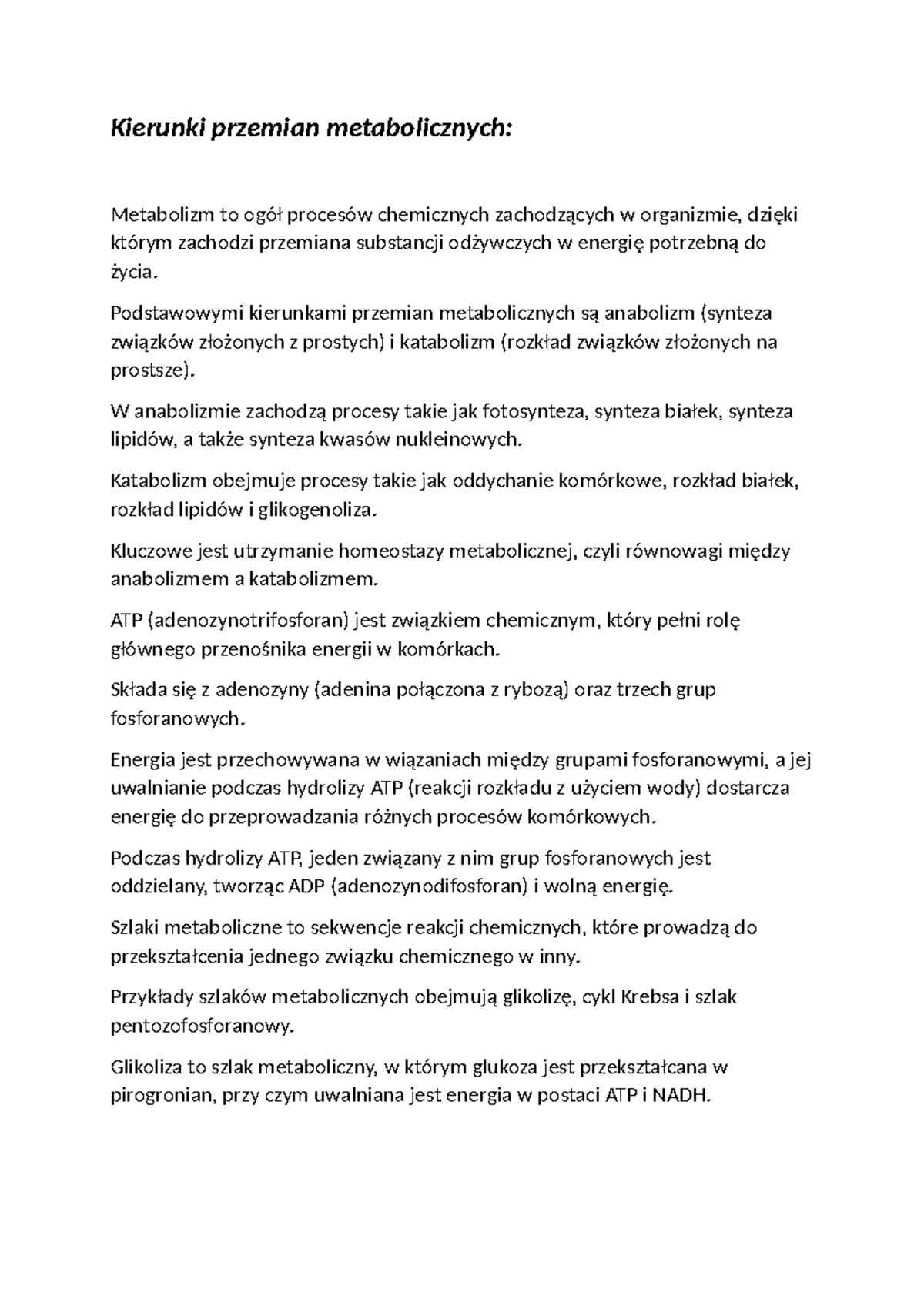 Metabolizm - Nowa Era "Biologia na czasie 1" Zakres podstawowy