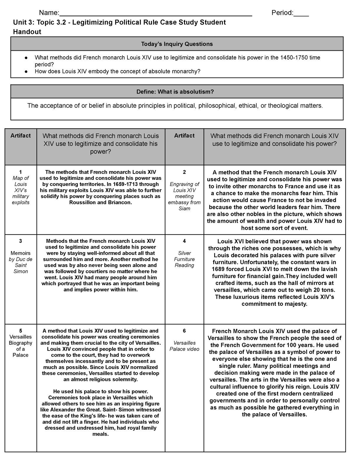 unit 3 legitimizing political rule case study