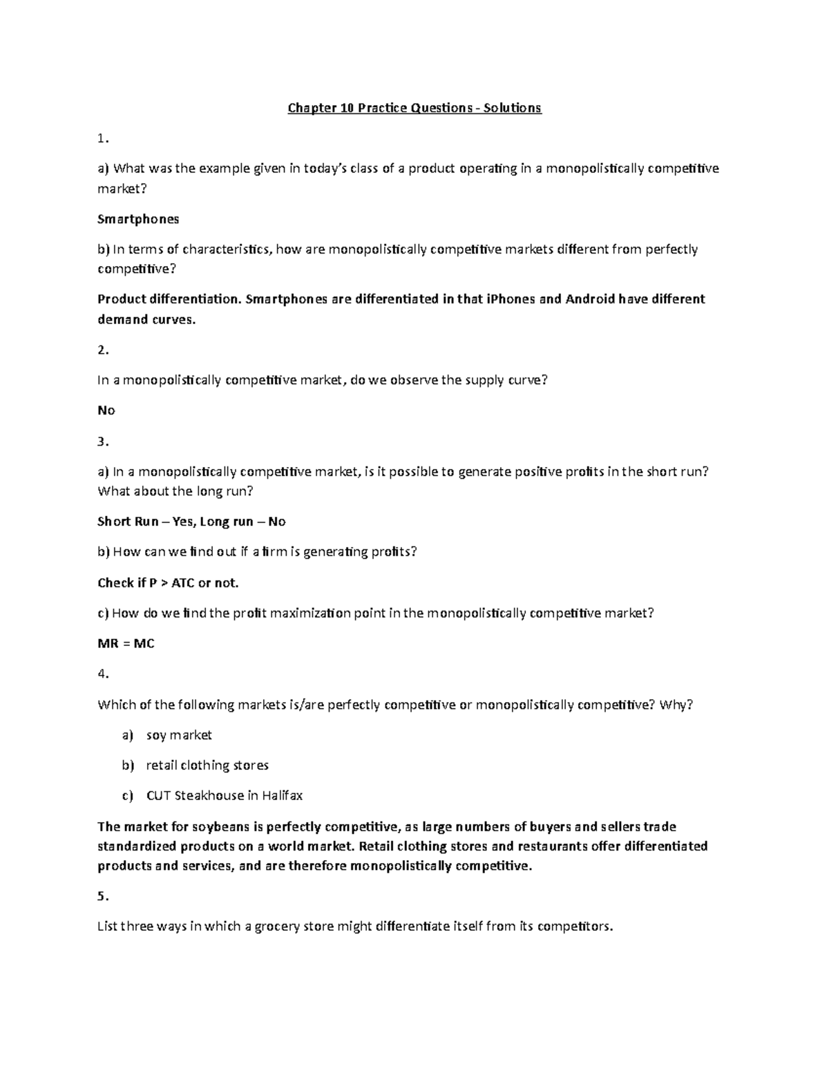 ECON 302 - Chapter 10 Practice Questions - Solutions - Chapter 10 ...