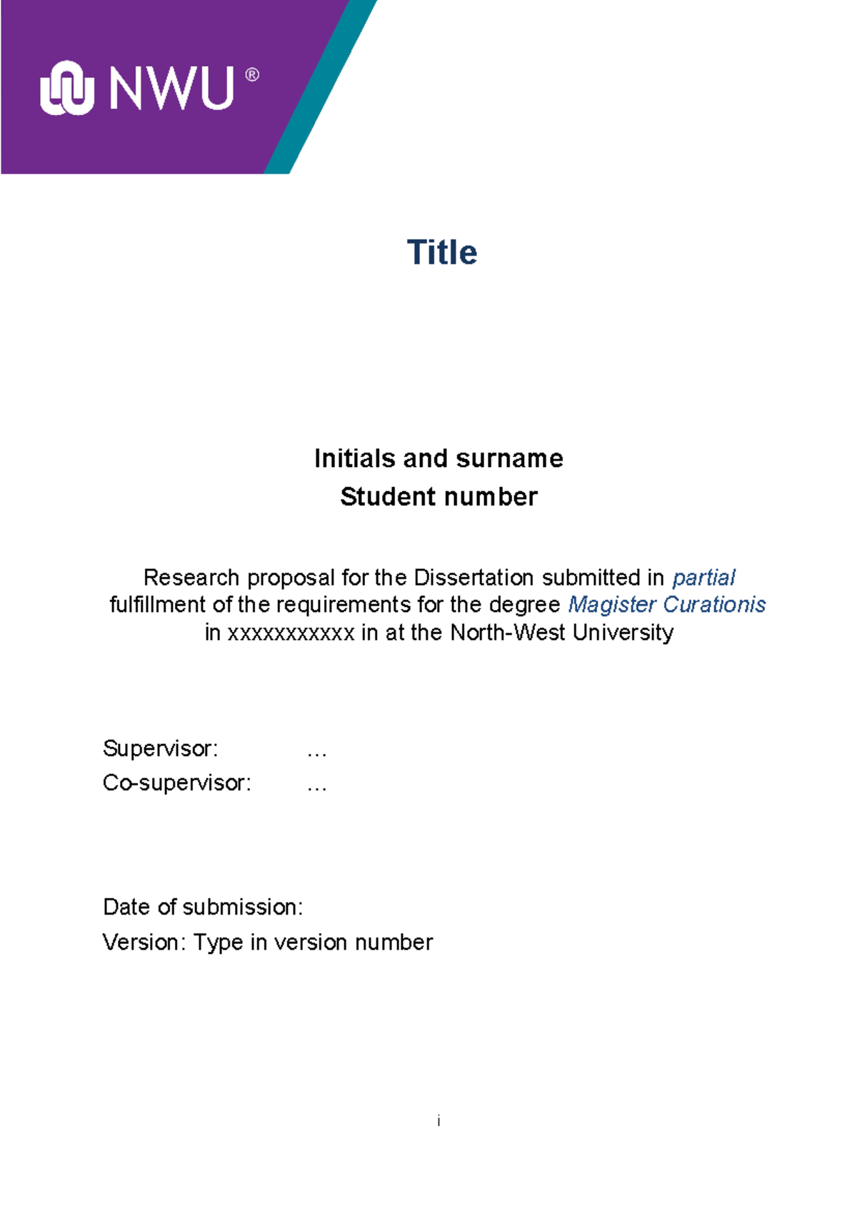 Research Proposal Template (With Ethics Guidelines) - Title Initials ...