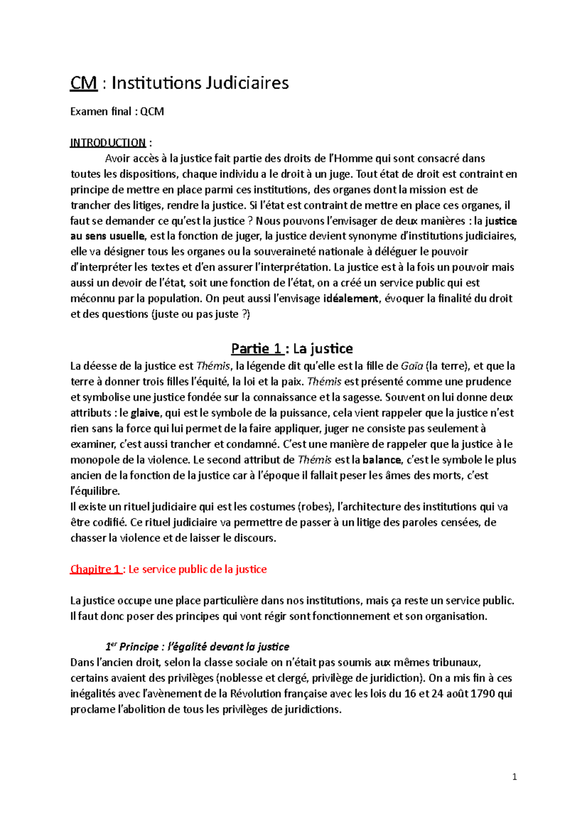 Notes de cours Semestre 1 Institutions Judiciaires - Université d'Évry ...