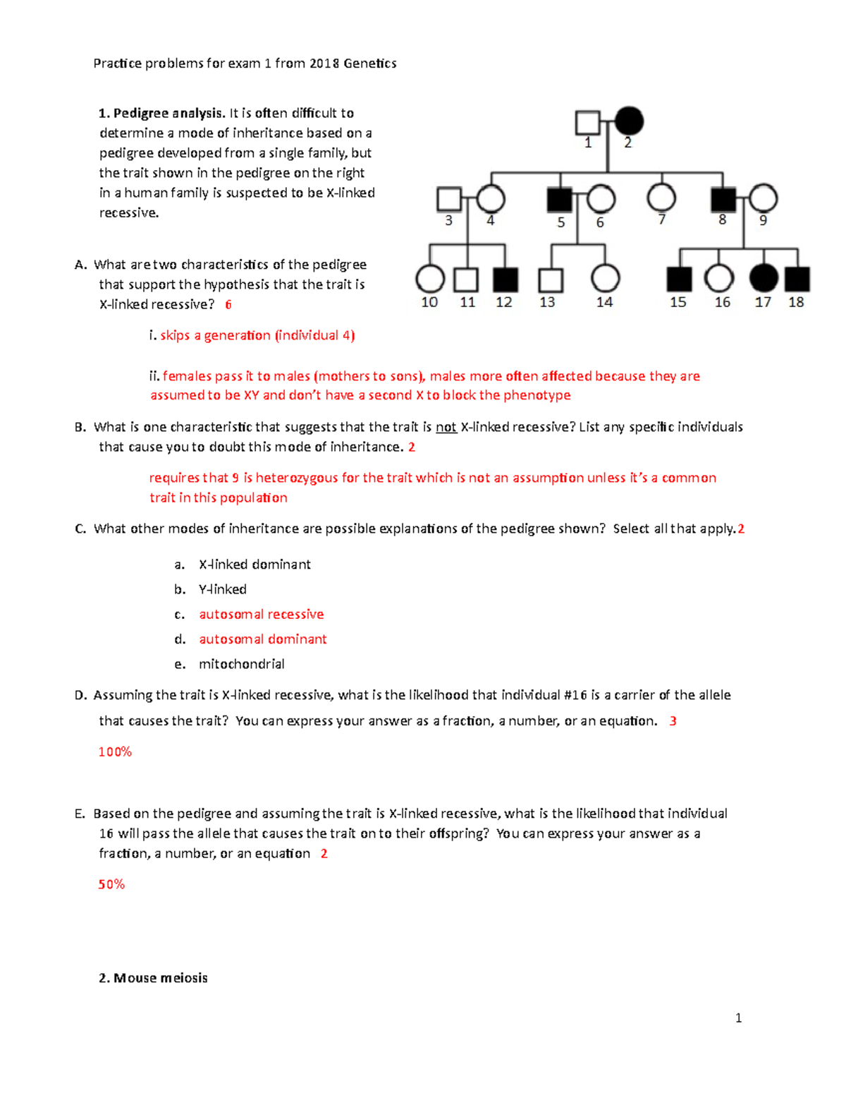 Practice problems for exam 1 from 2018 Answer KEY - Practice problems ...