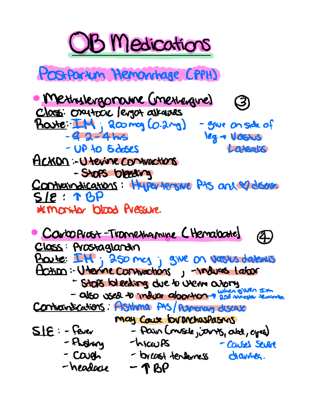 OB Medications - OB Medications Postpartum Hemorrhage PPA ...