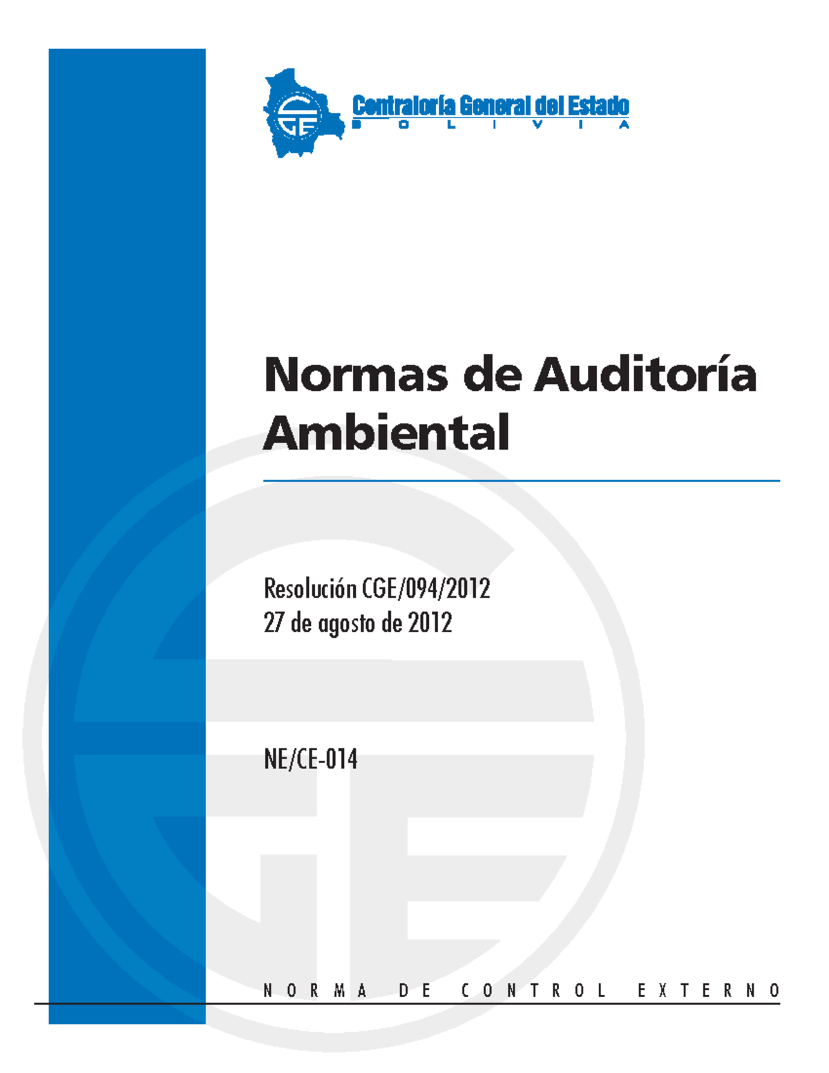 Normas Auditoria Ambiental Cge Normas De Auditoría Ambiental