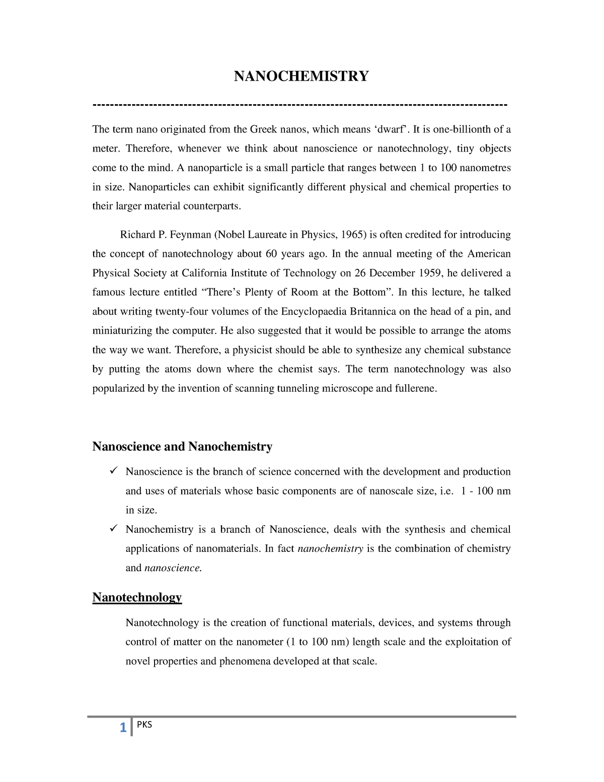 nano chemistry assignment