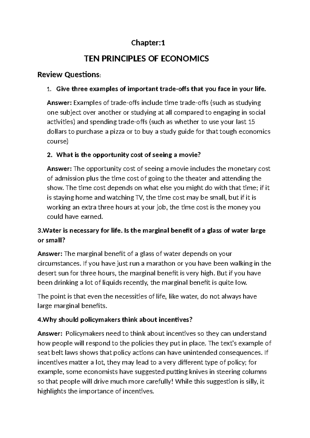 Micro economics Assignment.docx - Chapter: TEN PRINCIPLES OF ECONOMICS ...