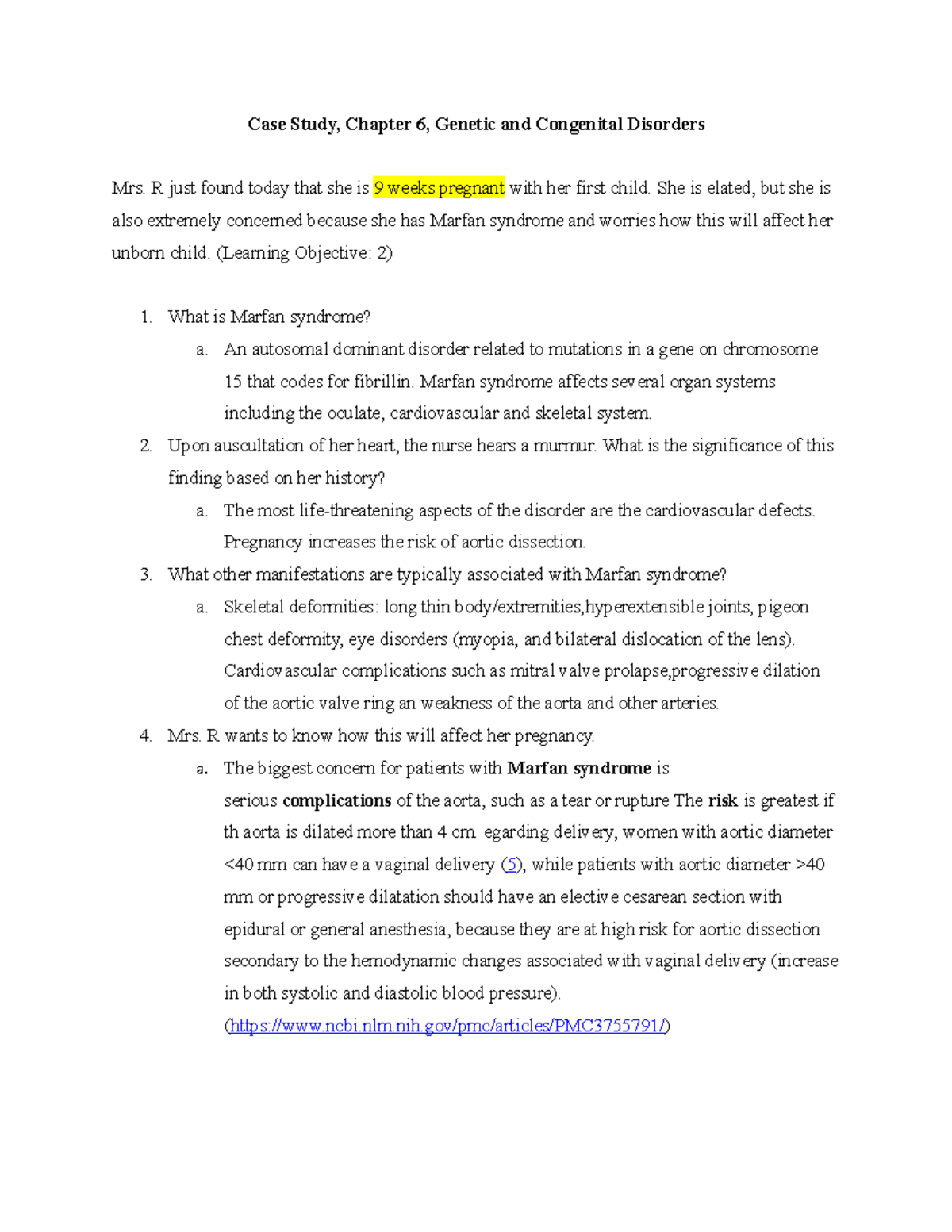CH 6 CASE Study - Case Study, Chapter 6, Genetic and Congenital ...