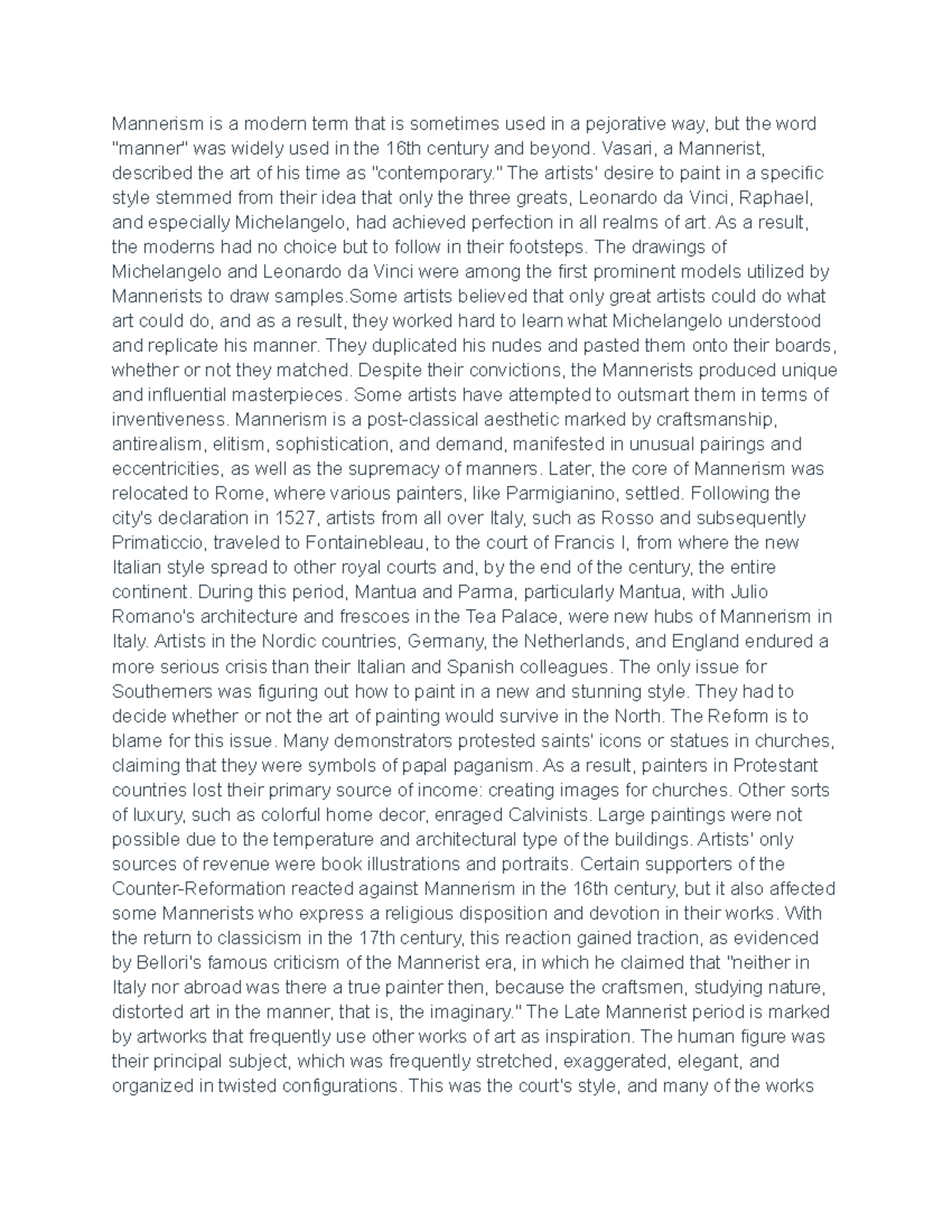 Mannerism and late Mannerism in the humanities subject - Mannerism is a ...