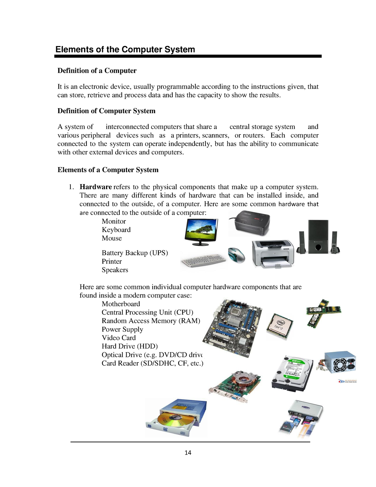 write an essay about the elements of the computer system