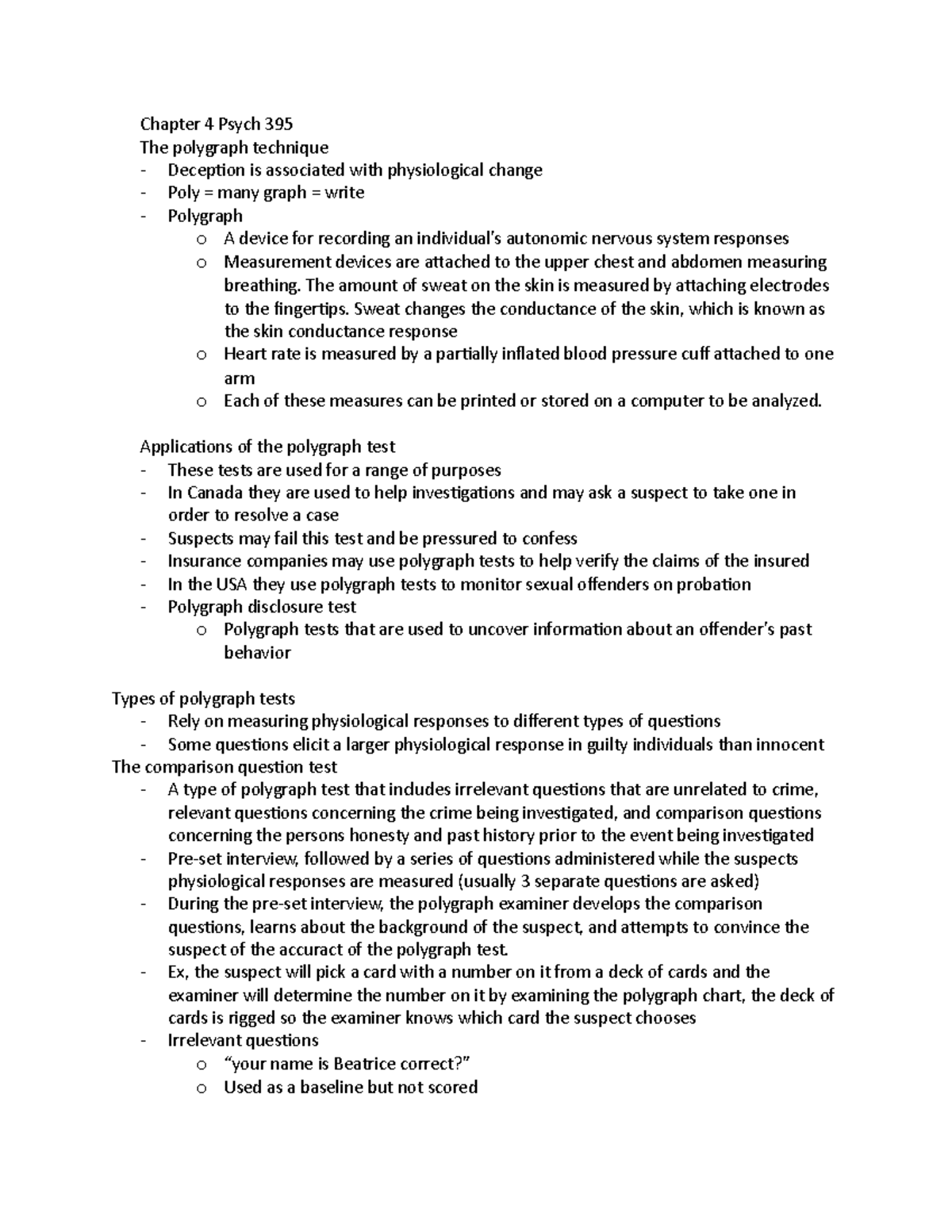 Chapter 4 Psych 395 detailed notes... - Chapter 4 Psych 395 The ...