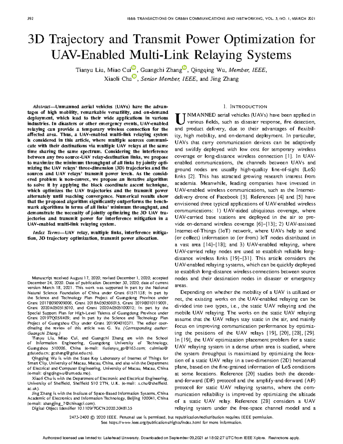 3D Trajectory and Transmit Power Optimization for UAV-Enabled Multi ...