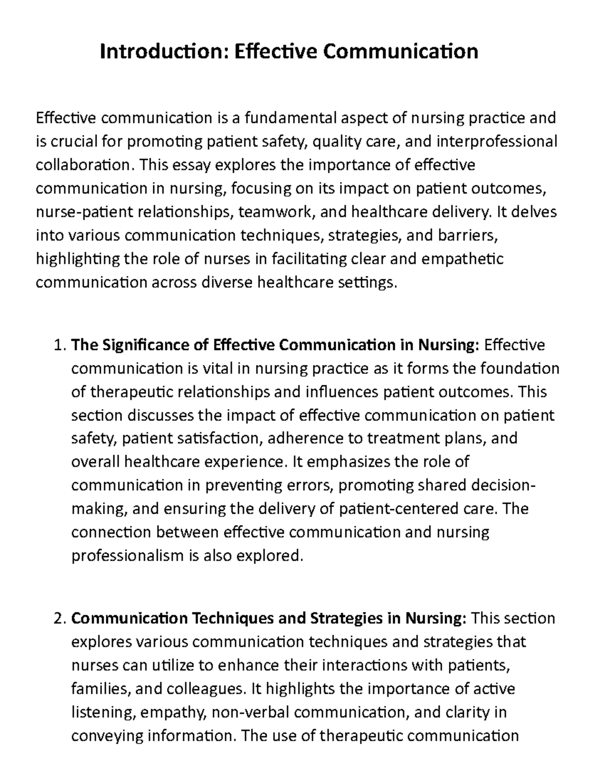 Intro Effective Communication Introduction Effective Communication
