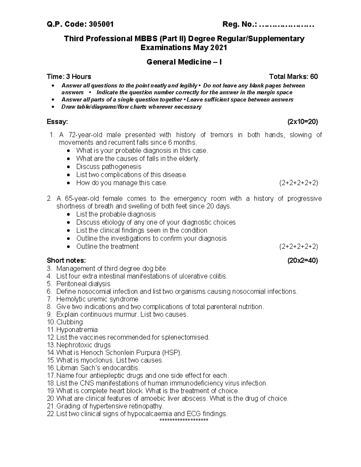 305001 Stud Q. Code 305001 Reg. No................... Third