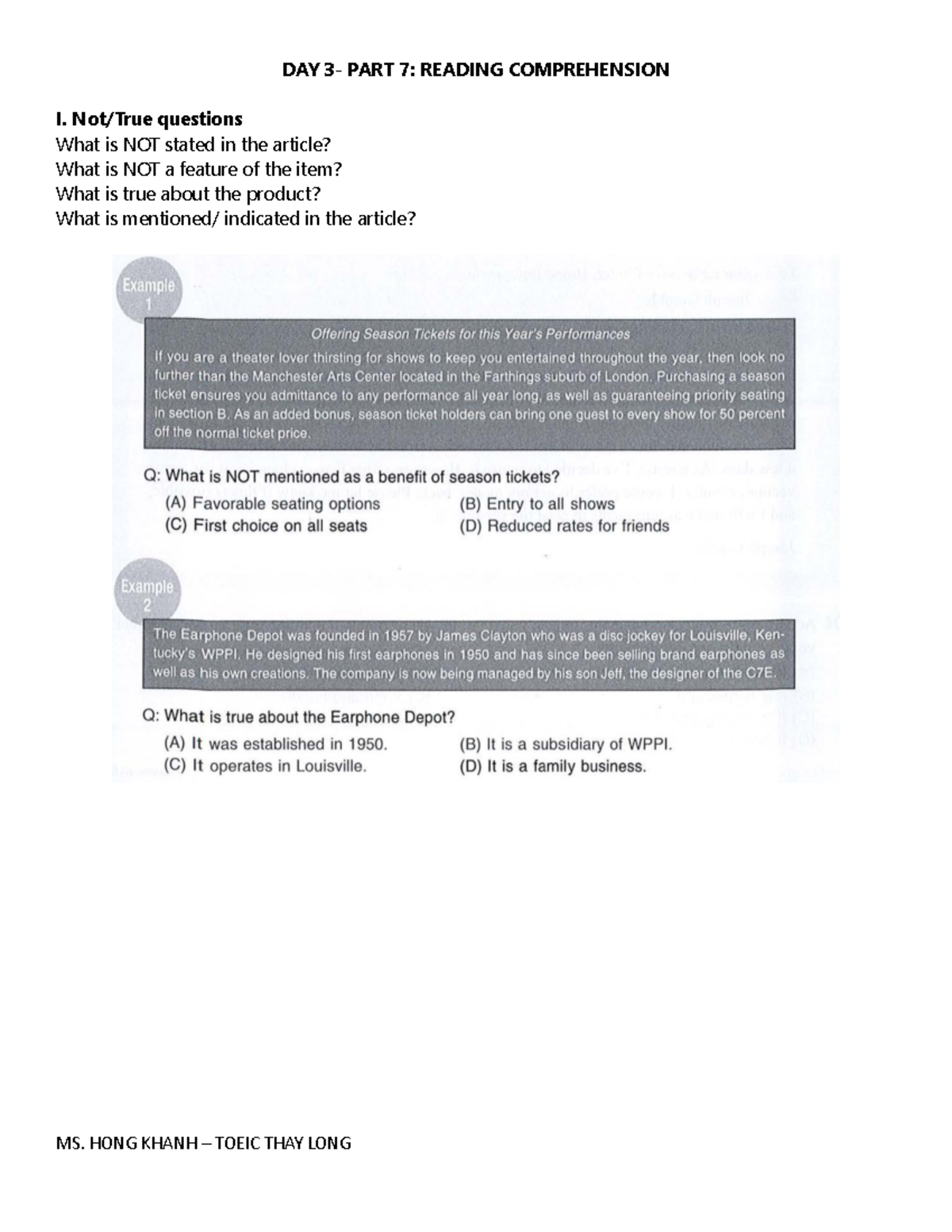 DAY203205 Bmerged 5D - DAY 3- PART 7: READING COMPREHENSION I. Not/True ...