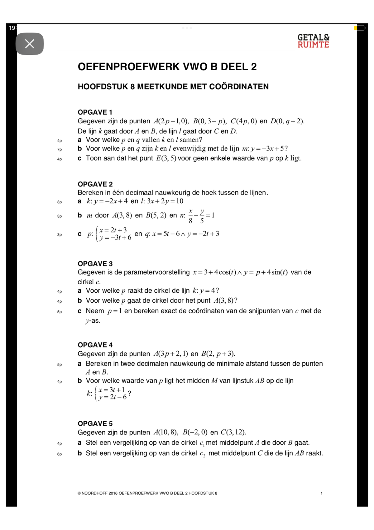 H7 (H8 Oud) Oefentoets En Score - Wiskunde B - Studeersnel