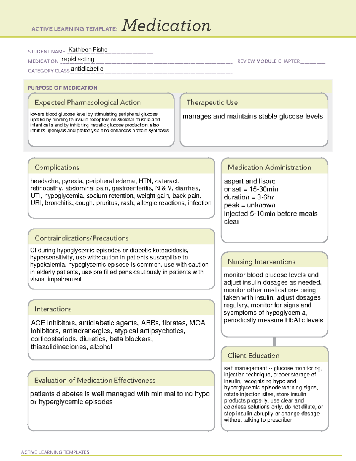 Medtemp Insulin Rapid ATI Template ACTIVE LEARNING TEMPLATES 