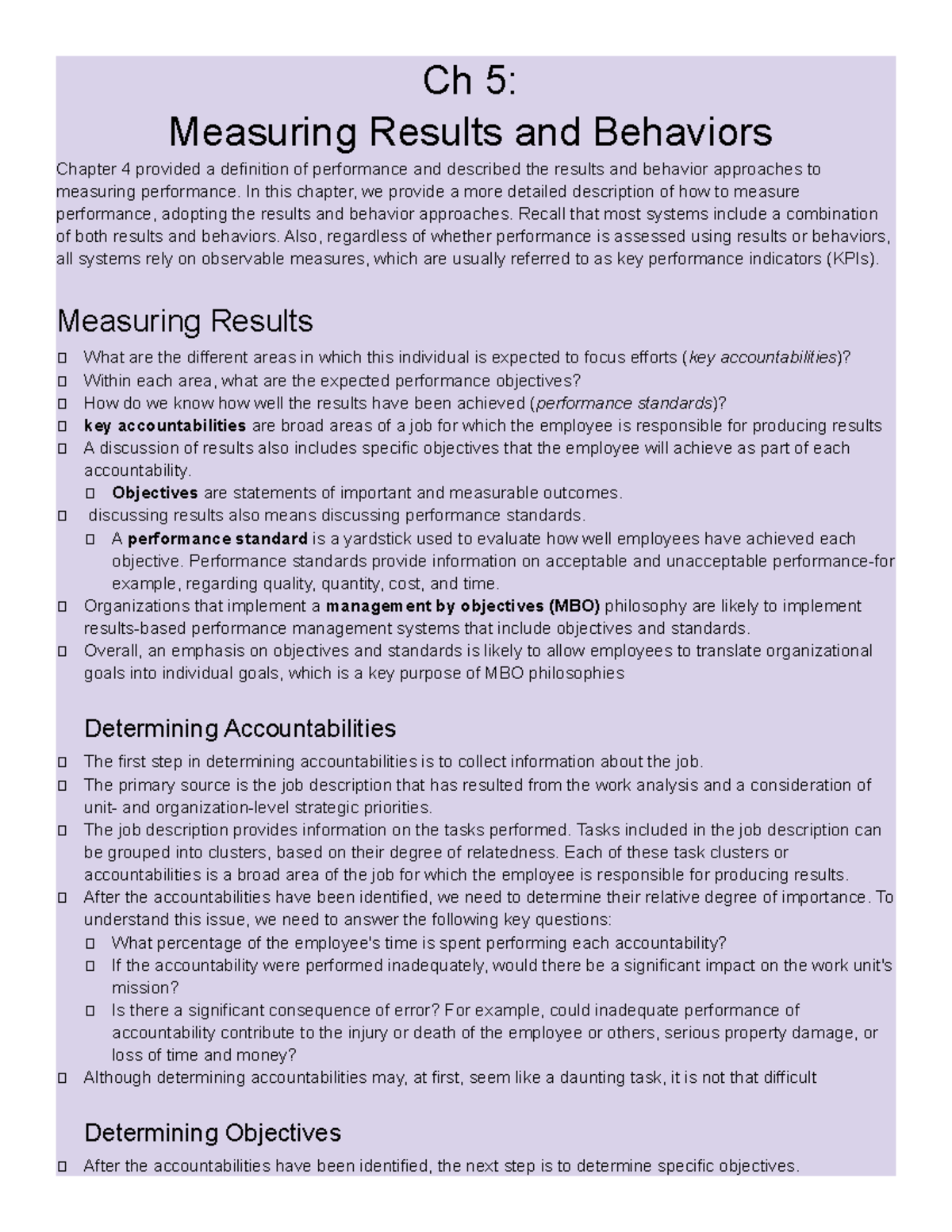 Ch 5 Measuring Results and Behaviors Ch 5 Measuring Results and