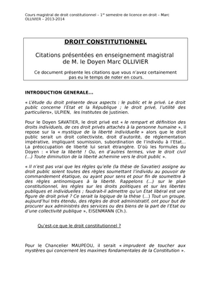 Citation Droit Constit Doyen Marc Ollivier Ollivier 13 Droit Constitutionnel Citations Studocu