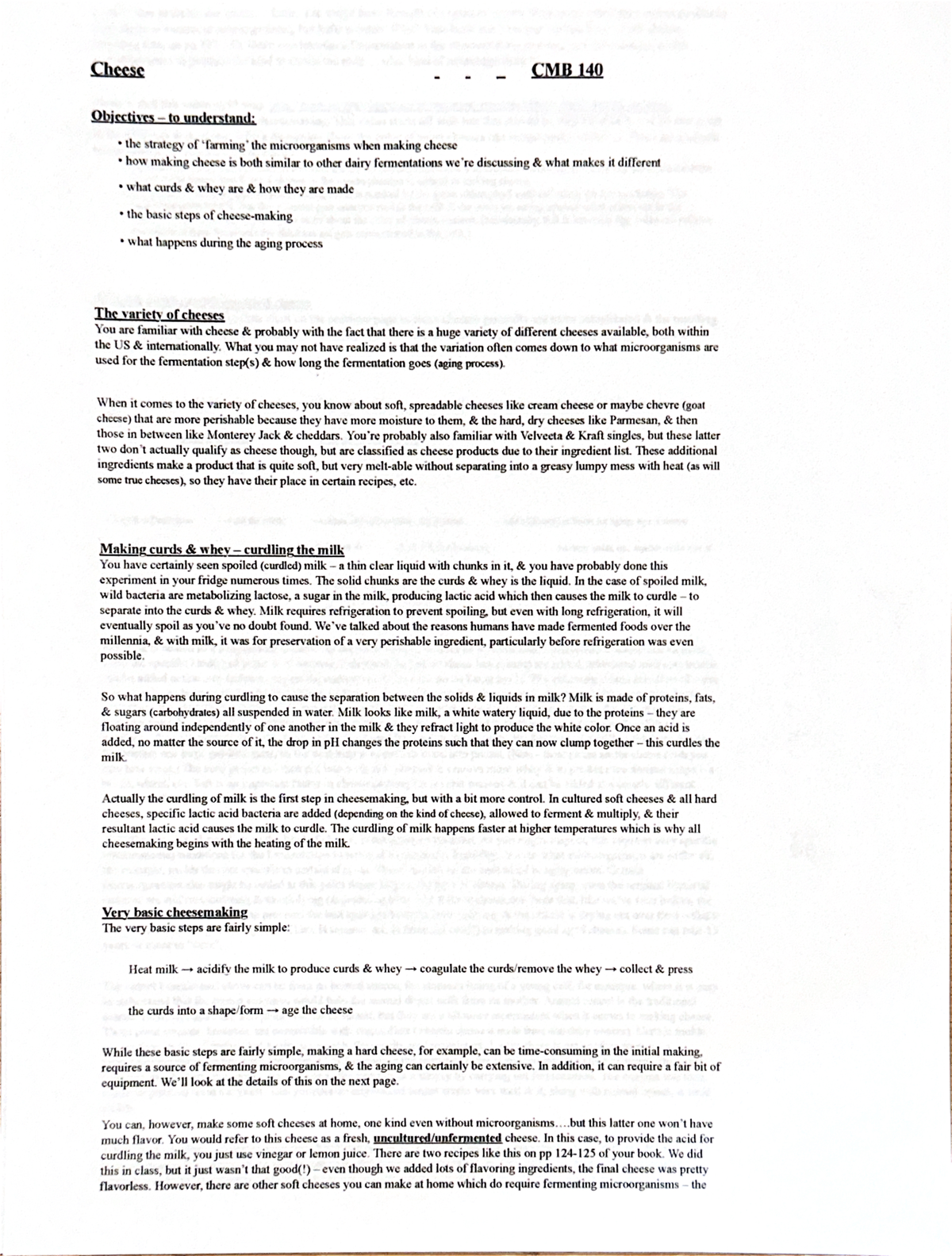 Fermentation of cheese step-by-step - CMB 140 - Studocu