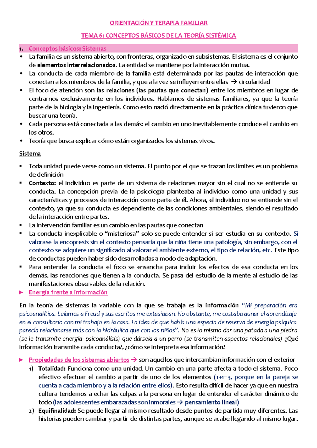 Tema 6 Conceptos básicos de la terapia sistémica. Profesora Mercedes Díaz ORIENTACIÓN Y Tema 6 Conceptos básicos de la terapia sistémica. Profesora Mercedes Díaz ORIENTACIÓN Y