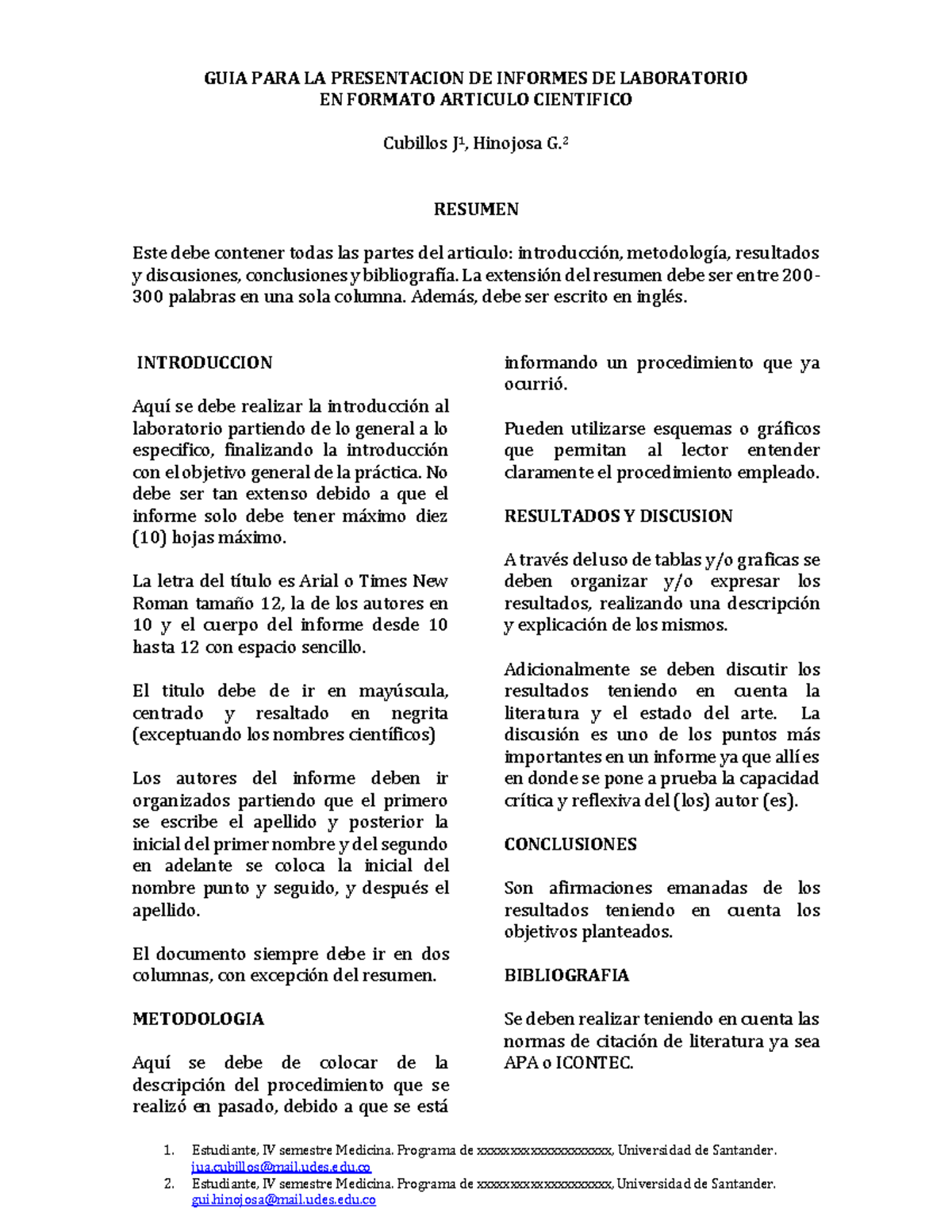 Guia Para La Presentacion De Informe De Laboratorio Guia Para La