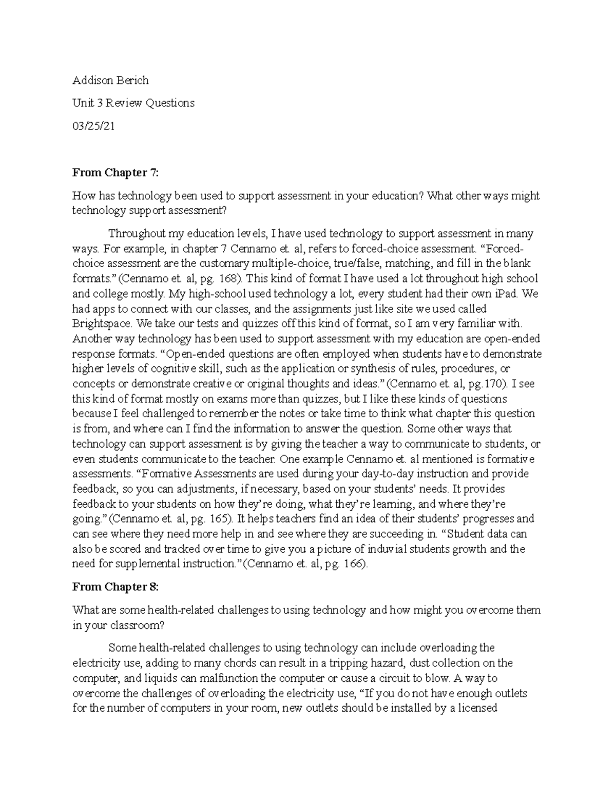 Unit 3 Review Questions Addison Berich Unit 3 Review Questions 03/25