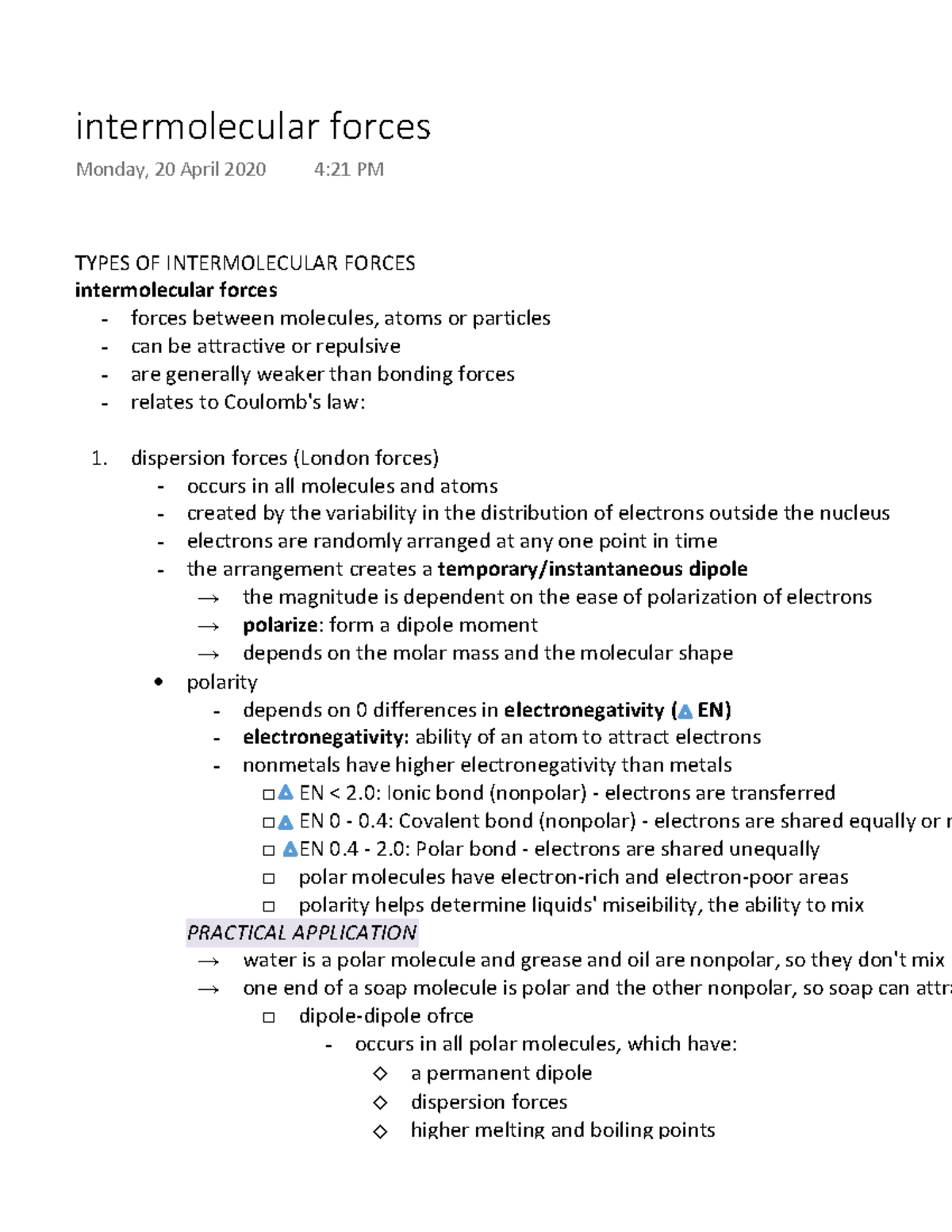 Intermolecular Forces Types Of Intermolecular Forces Intermolecular