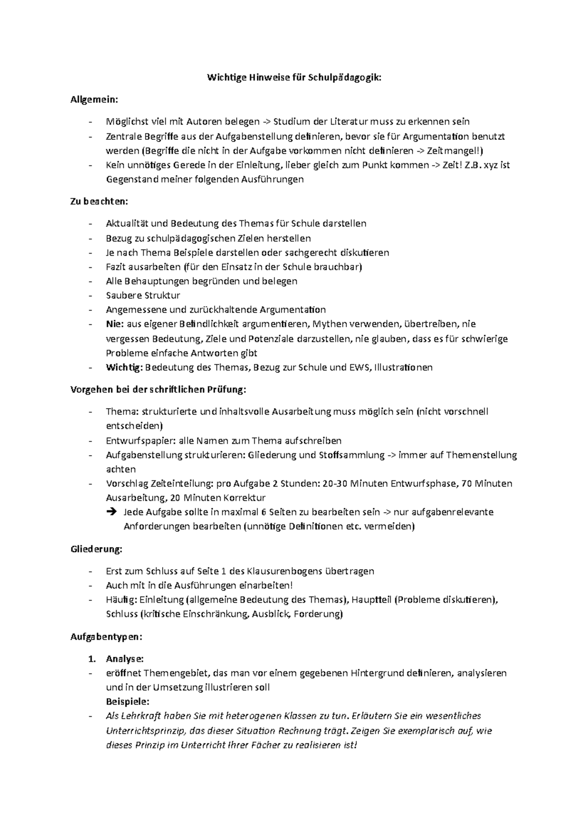 Tipps für das EWS-Examen in Schulpädagogik - Wichtige Hinweise für