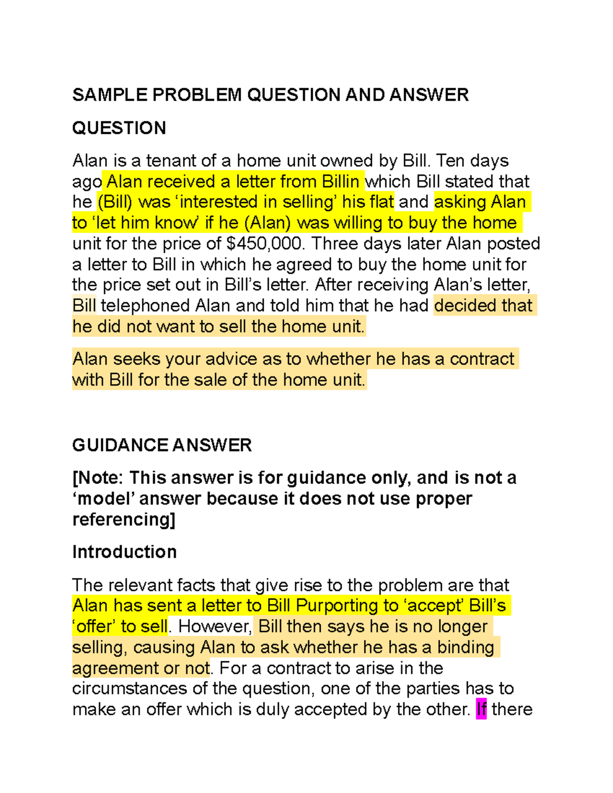 Sample Problem Question AND Answer - SAMPLE PROBLEM QUESTION AND ANSWER ...
