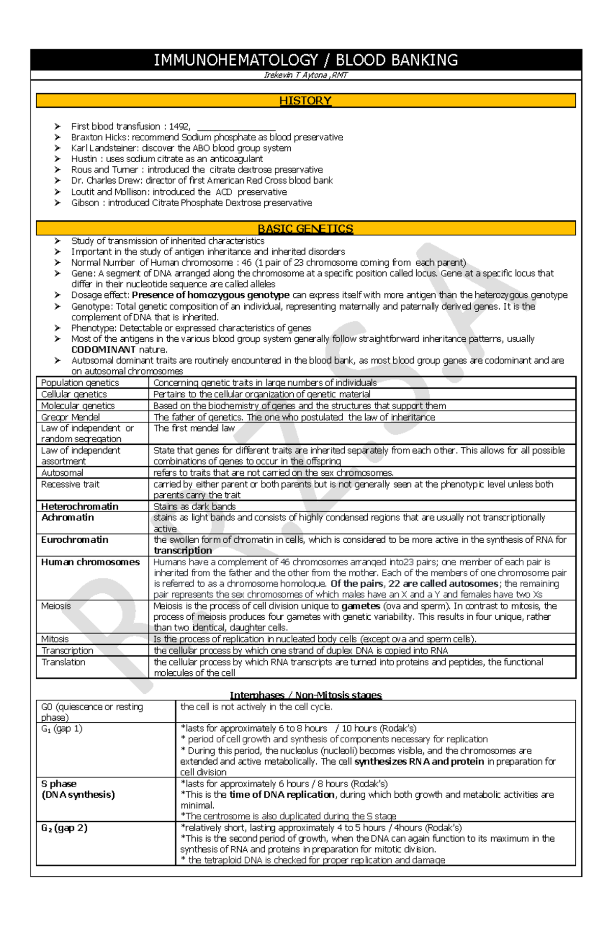 Bloodbank-2021 - Lecture notes - IMMUNOHEMATOLOGY / BLOOD BANKING ...