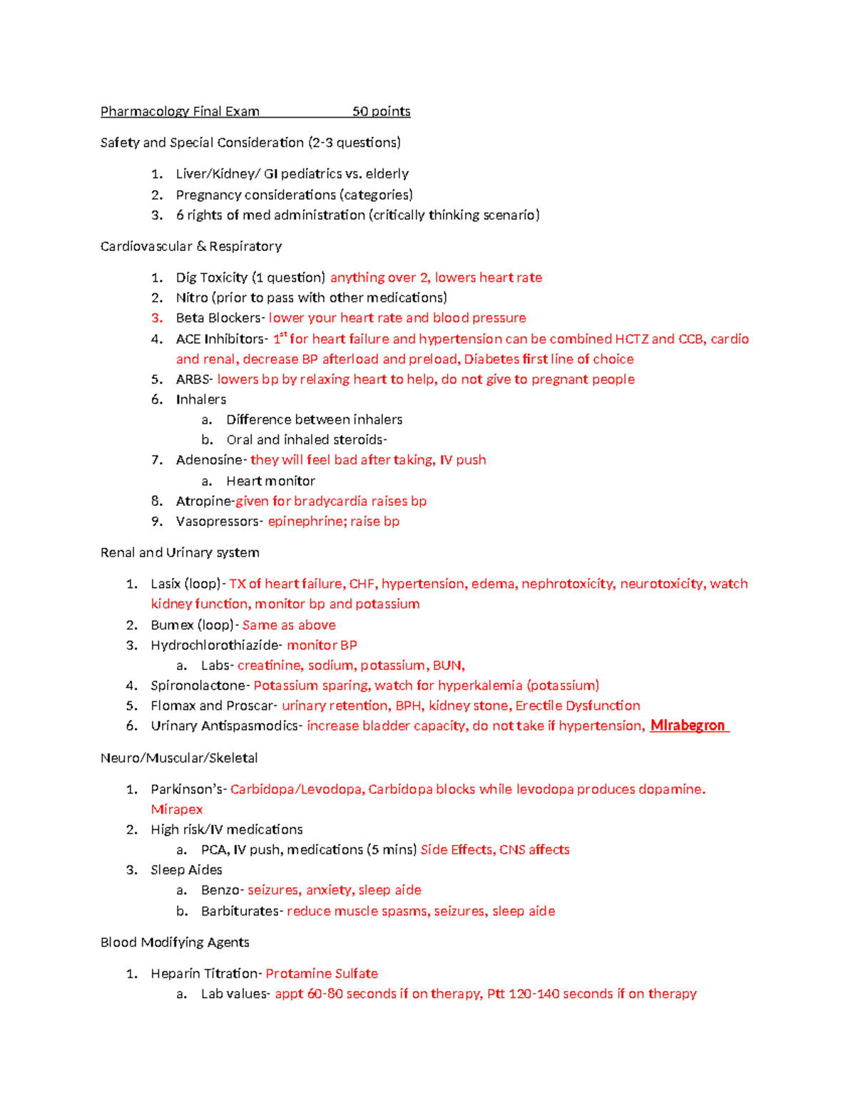 Advanced Pharmacology Final Exam Study Guide and resources study buddy ...