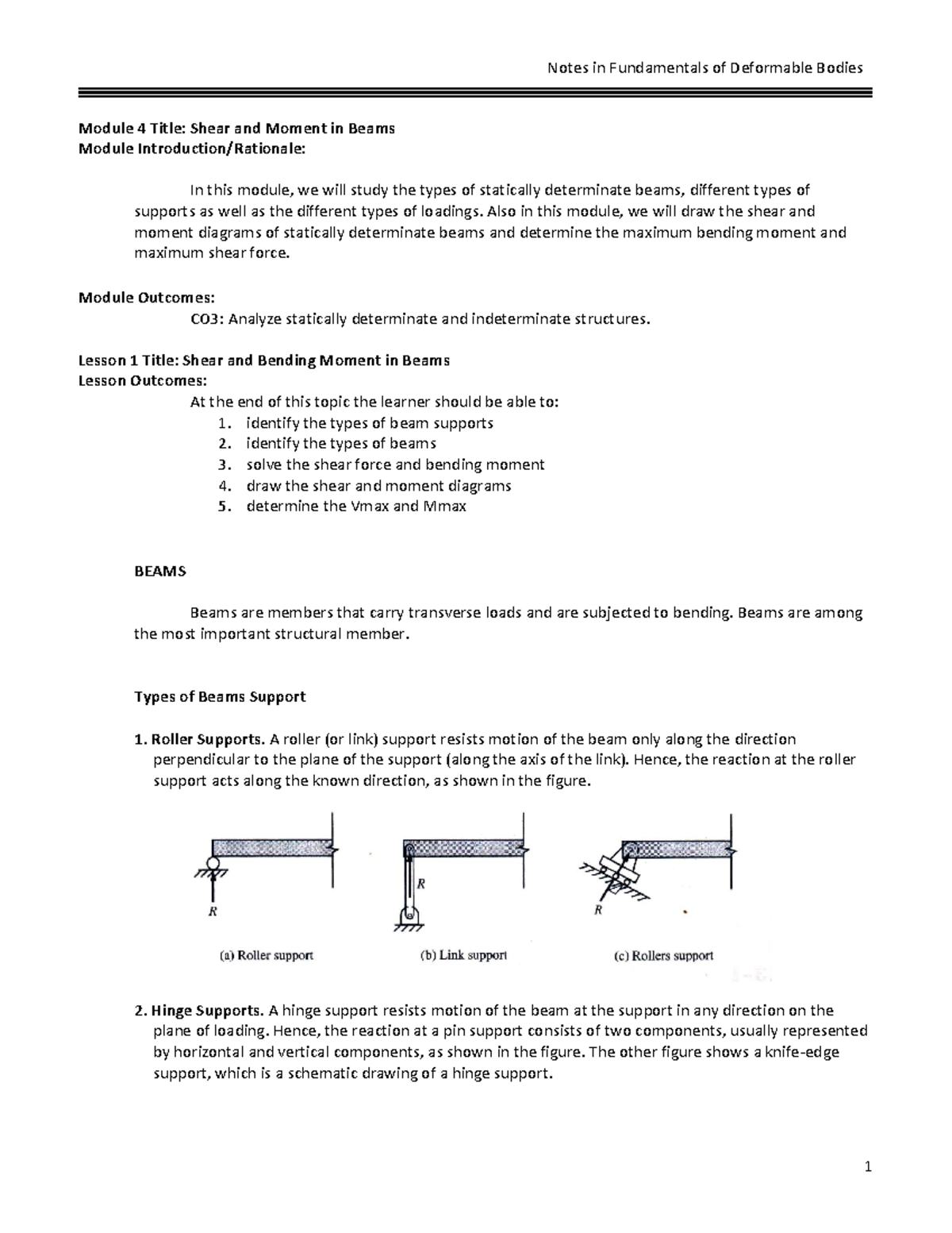 Module 4 shear and moment in beams - Module 4 Title: Shear and Moment ...