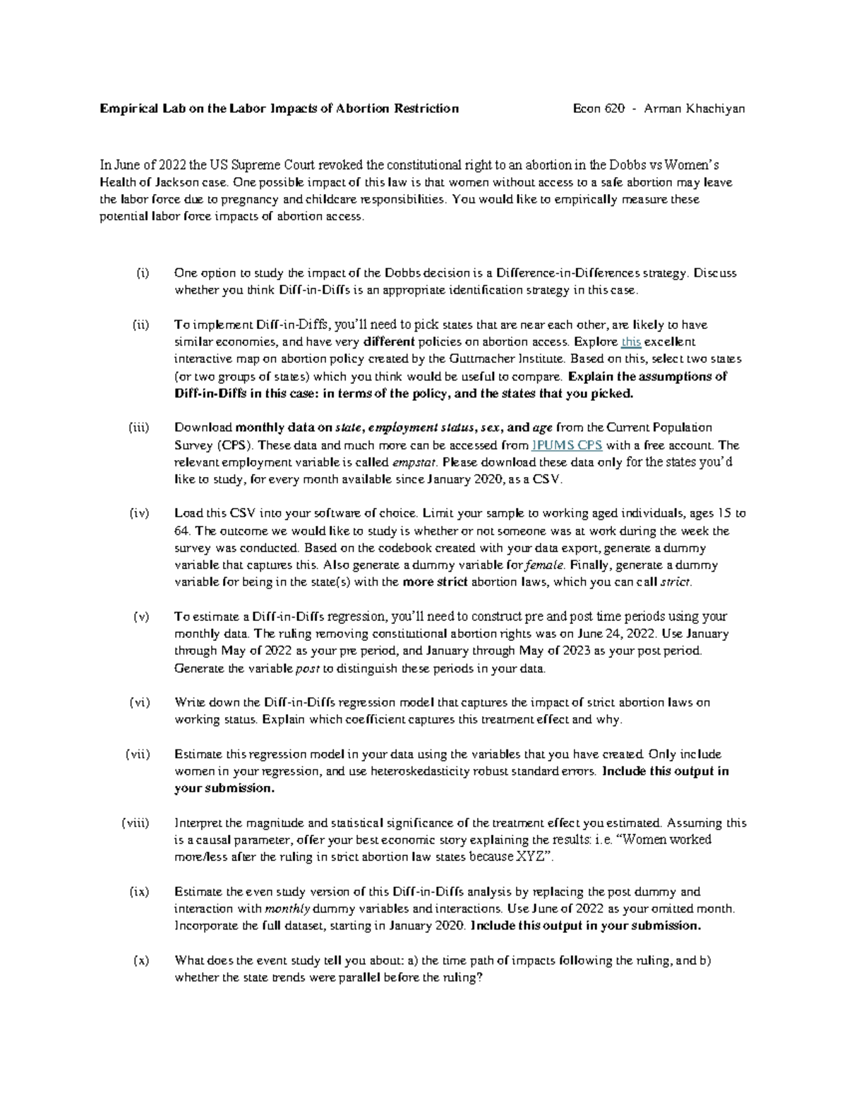 Dobbs Lab Empirical Lab on the Labor Impacts of Abortion Restriction