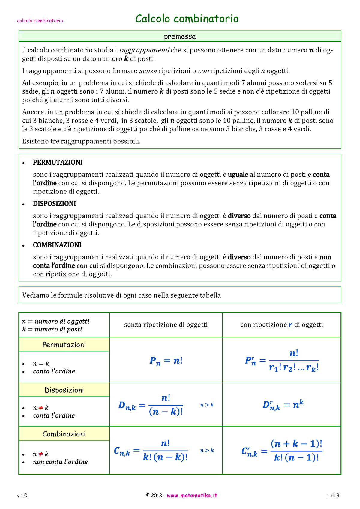 15 04 Calcolo Combinatorio Esercizi - Calcolo Combinatorio Calcolo ...