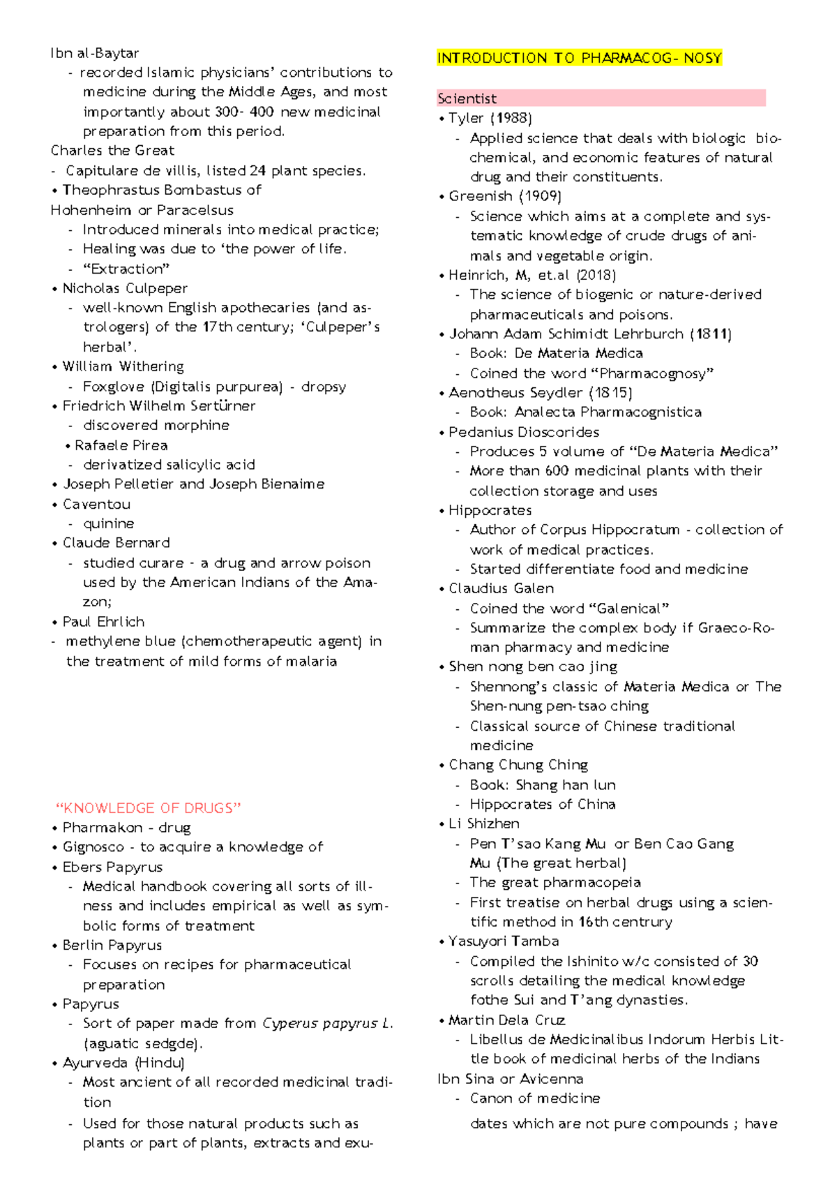 Introduction TO Pharmacognosy Ibn alBaytar recorded Islamic