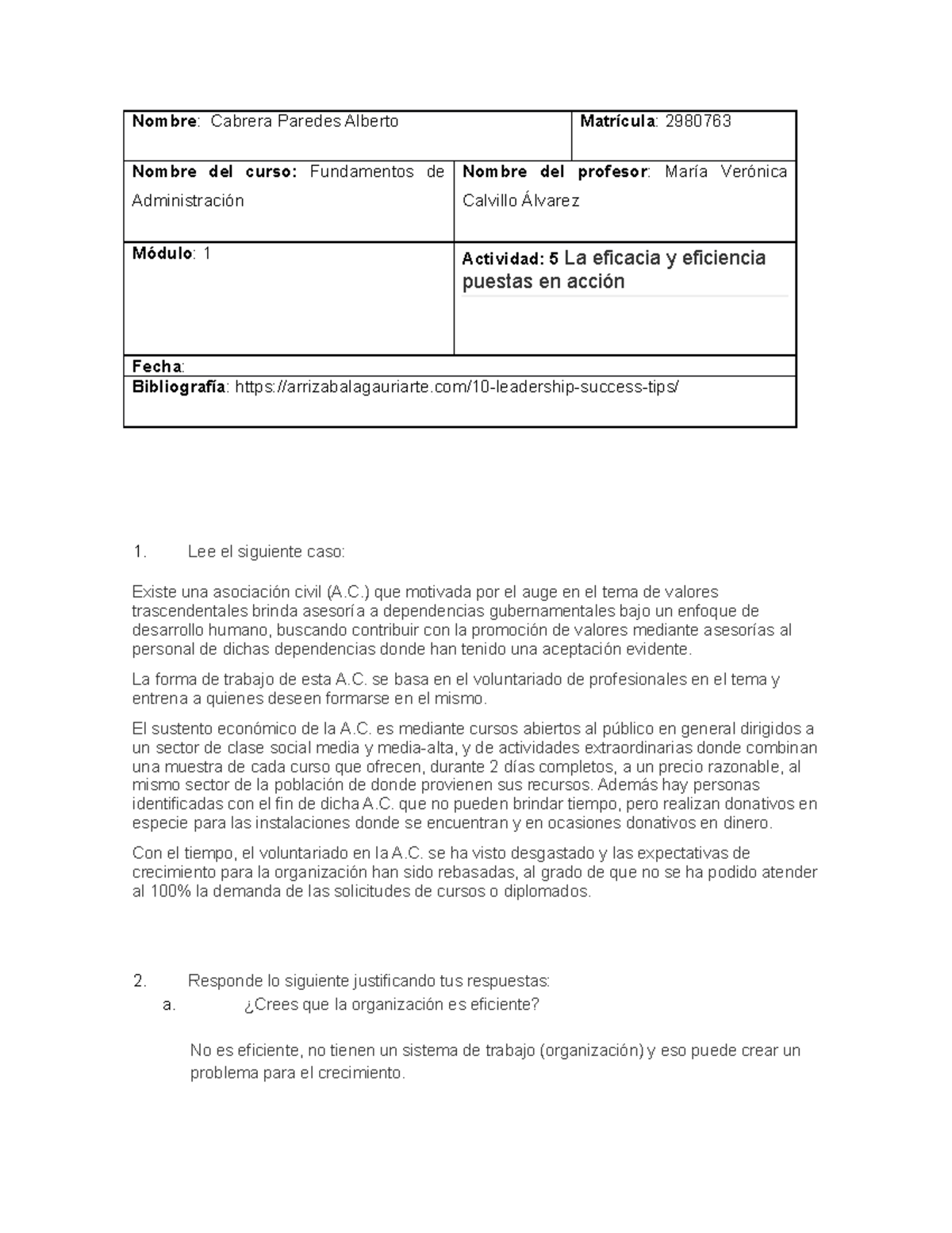 Act 5 - act administracion - Nombre : Cabrera Paredes Alberto Matrícula ...