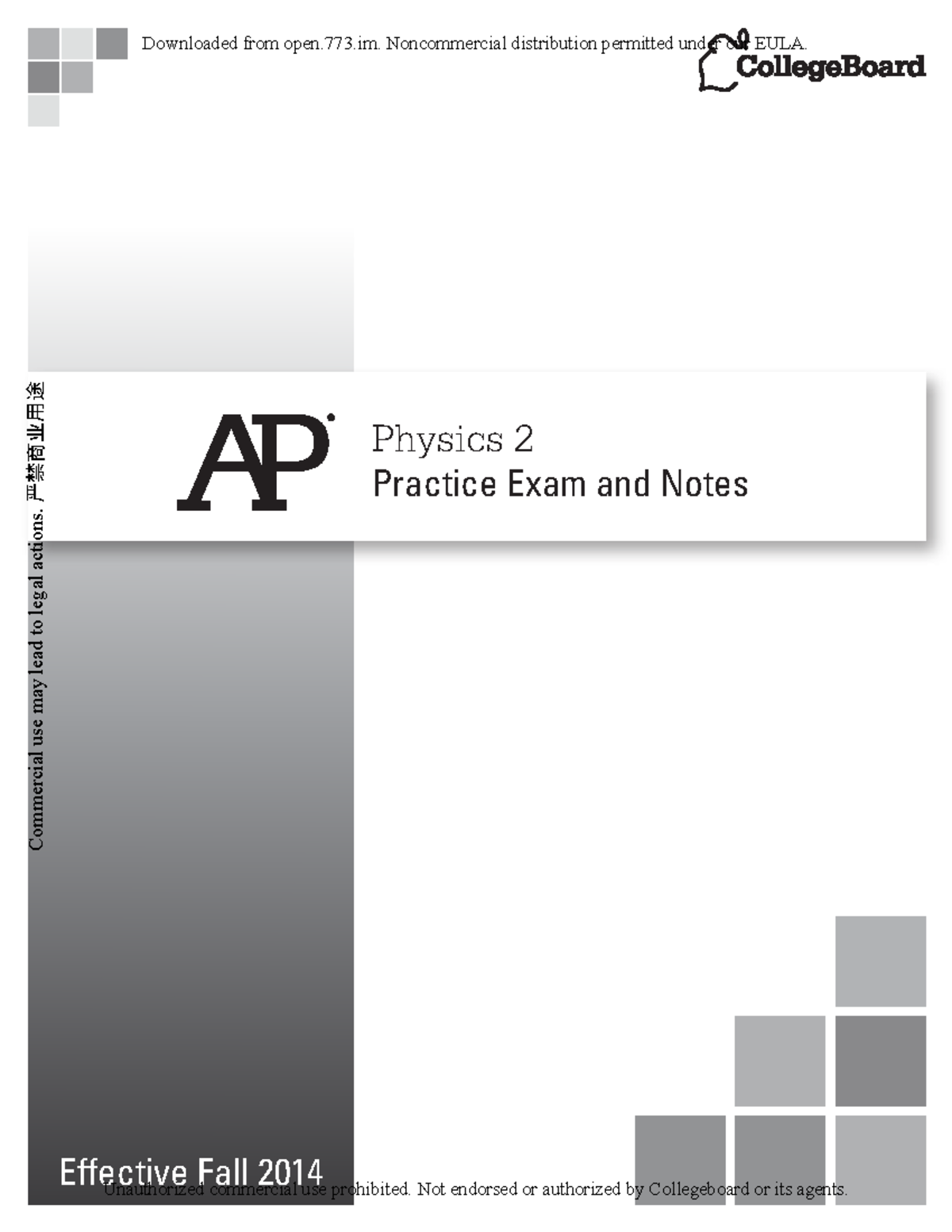 AP Physics 2 2014 - Practice Booklet For Exam - Physics 2 Practice Exam ...