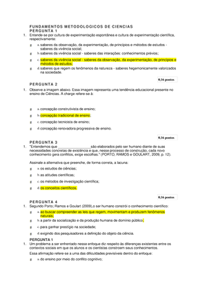 Fundamentos Metodológicos Do Ensino De Ciências I - UNICSUL - Studocu