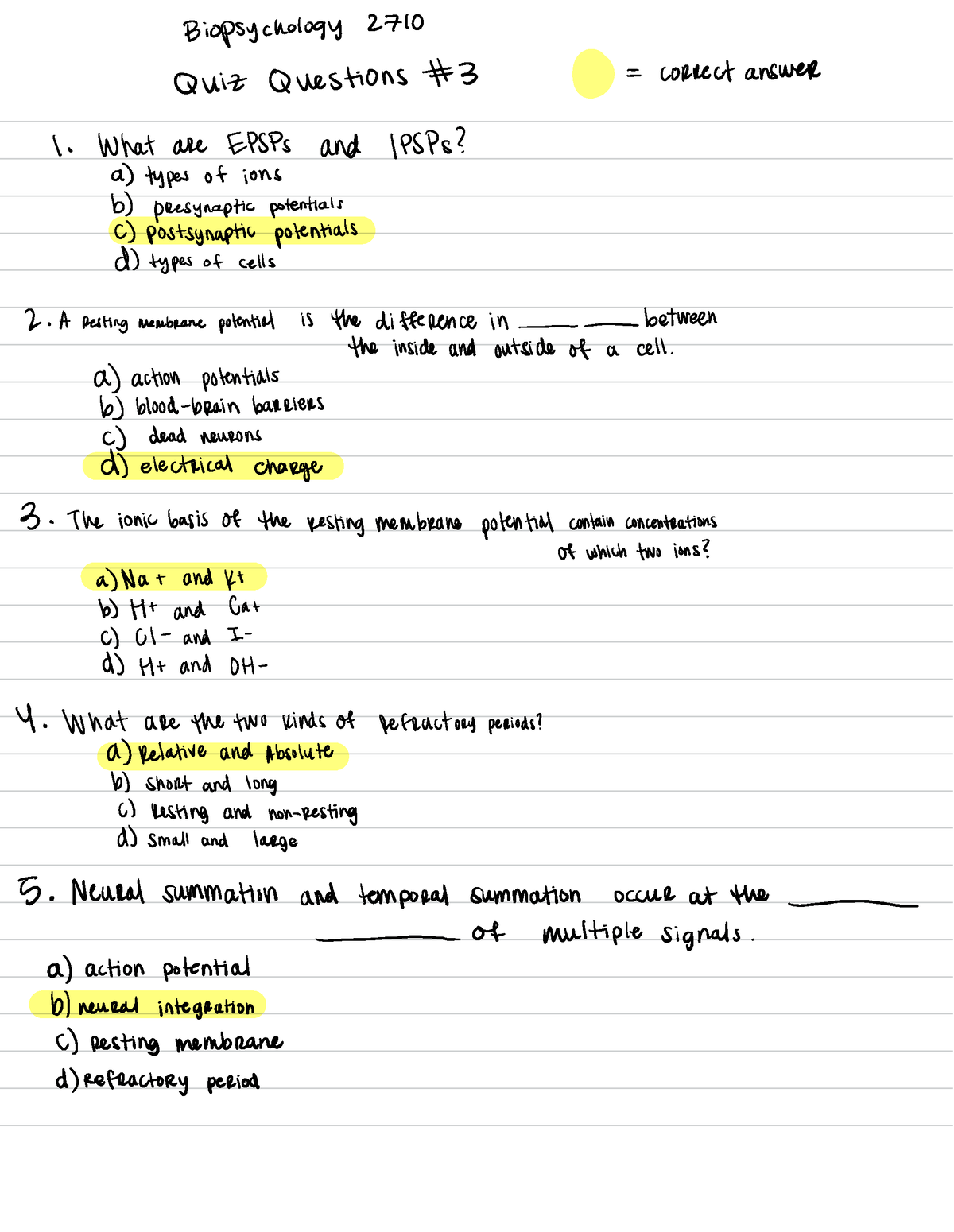 Biopsychology Quiz Questions #3 - Biopsychology ####### 2710 Quit ...