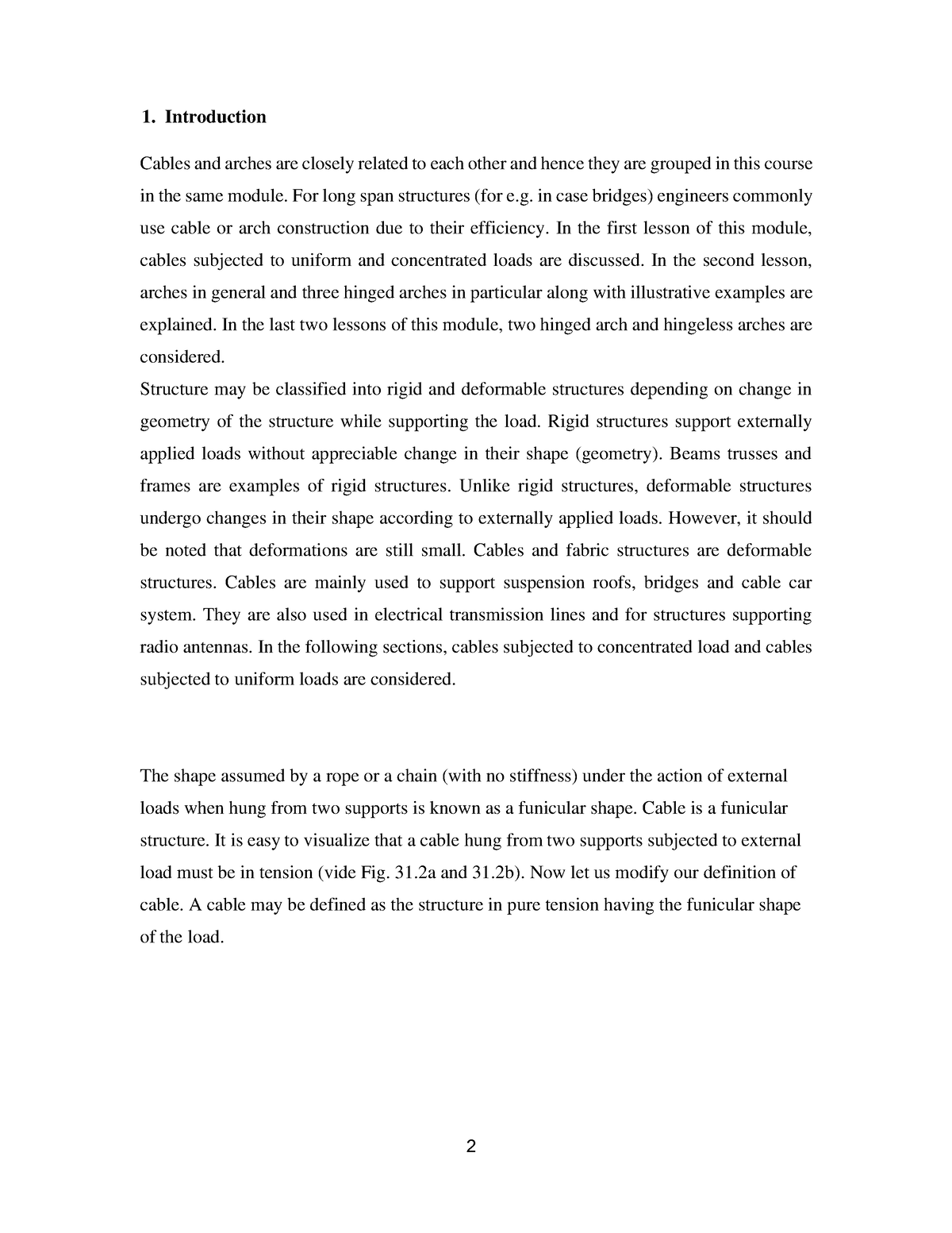 Structural Analysis 1 - Introduction Cables And Arches Are Closely ...
