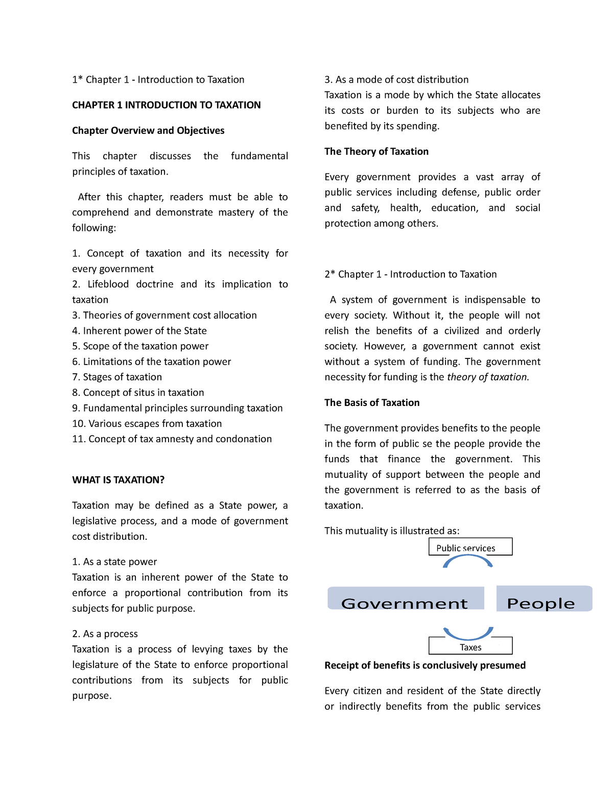 Income Taxation - 1* Chapter 1 - Introduction To Taxation CHAPTER 1 ...