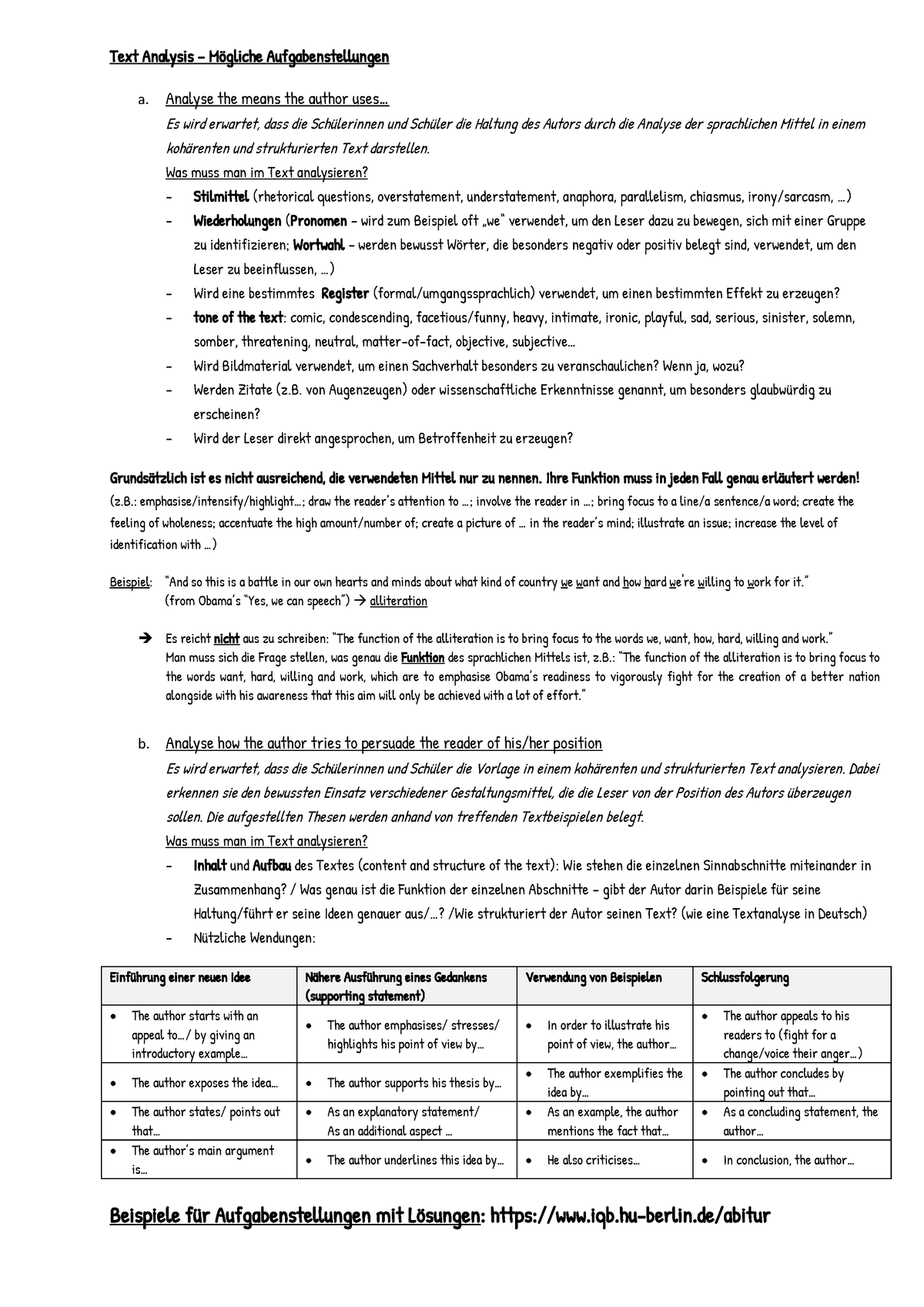 3 Text Analysis - Infoblatt Für Abi 2020 - Text Analysis – Mögliche ...