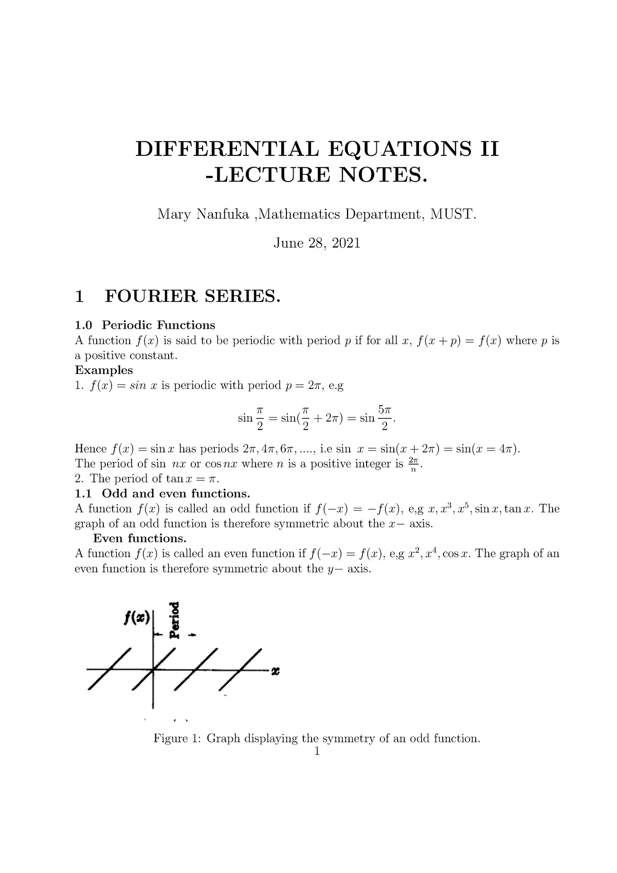 DEII Notes CH1and 2 - Differential Equations - DIFFERENTIAL EQUATIONS ...