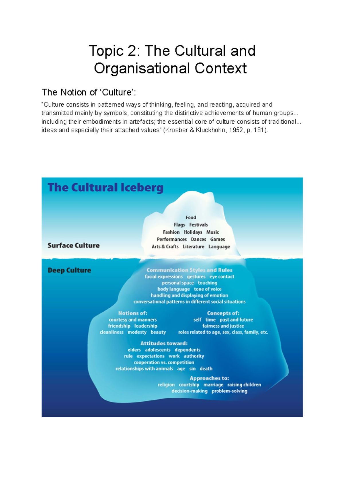 Topic 2 The Cultural and Organizational Context - .. including their ...