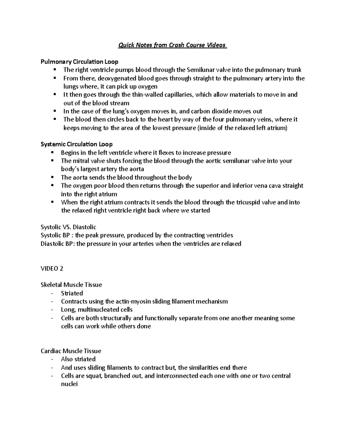 Studying for test 2 - Quick Notes from Crash Course Videos Pulmonary ...
