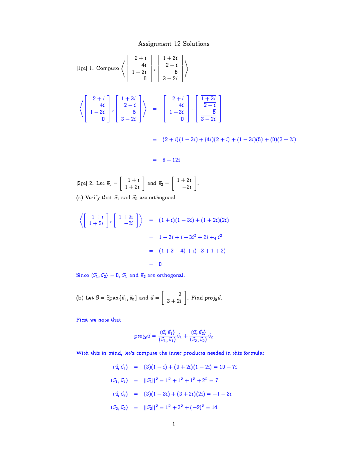 Assignment 12Solutions - Assignment 12 Solutions [1pt] 1. Compute 〈 2 ...