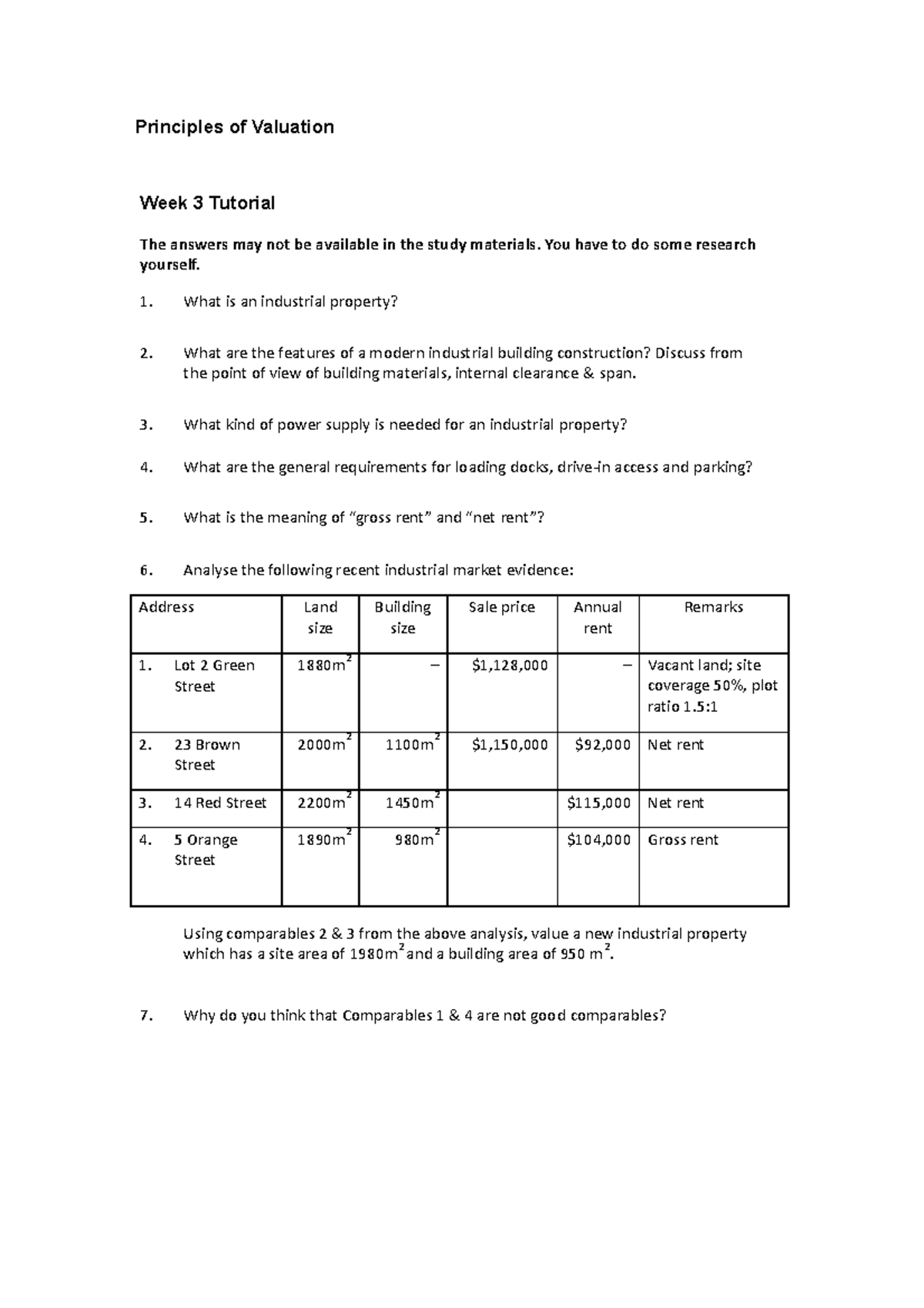 MGMT1002 Week 3 Tutorial Questions - Principles Of Valuation Week 3 ...