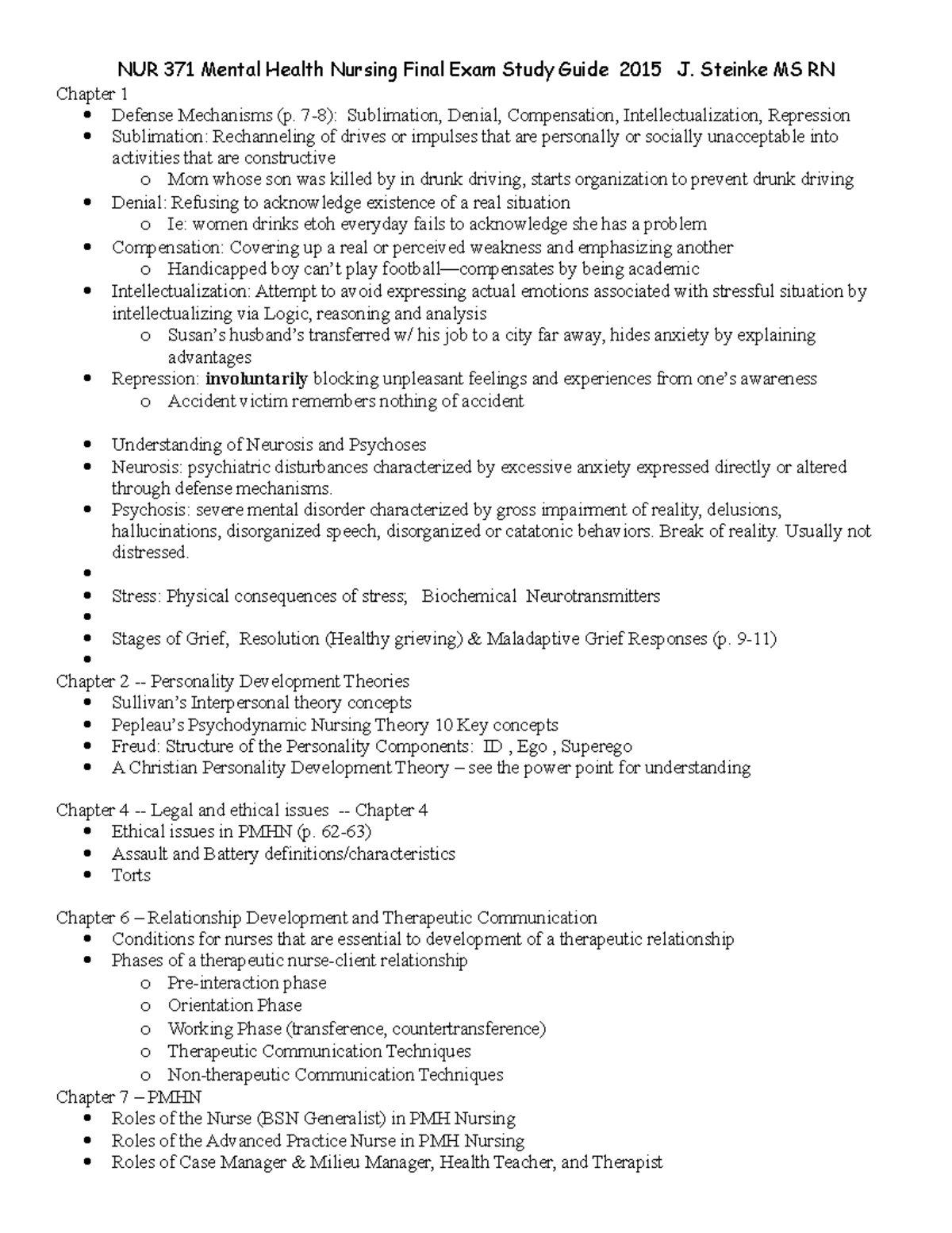 371 Final Exam Study Guide,2015 J - NUR 371 Mental Health Nursing Final ...